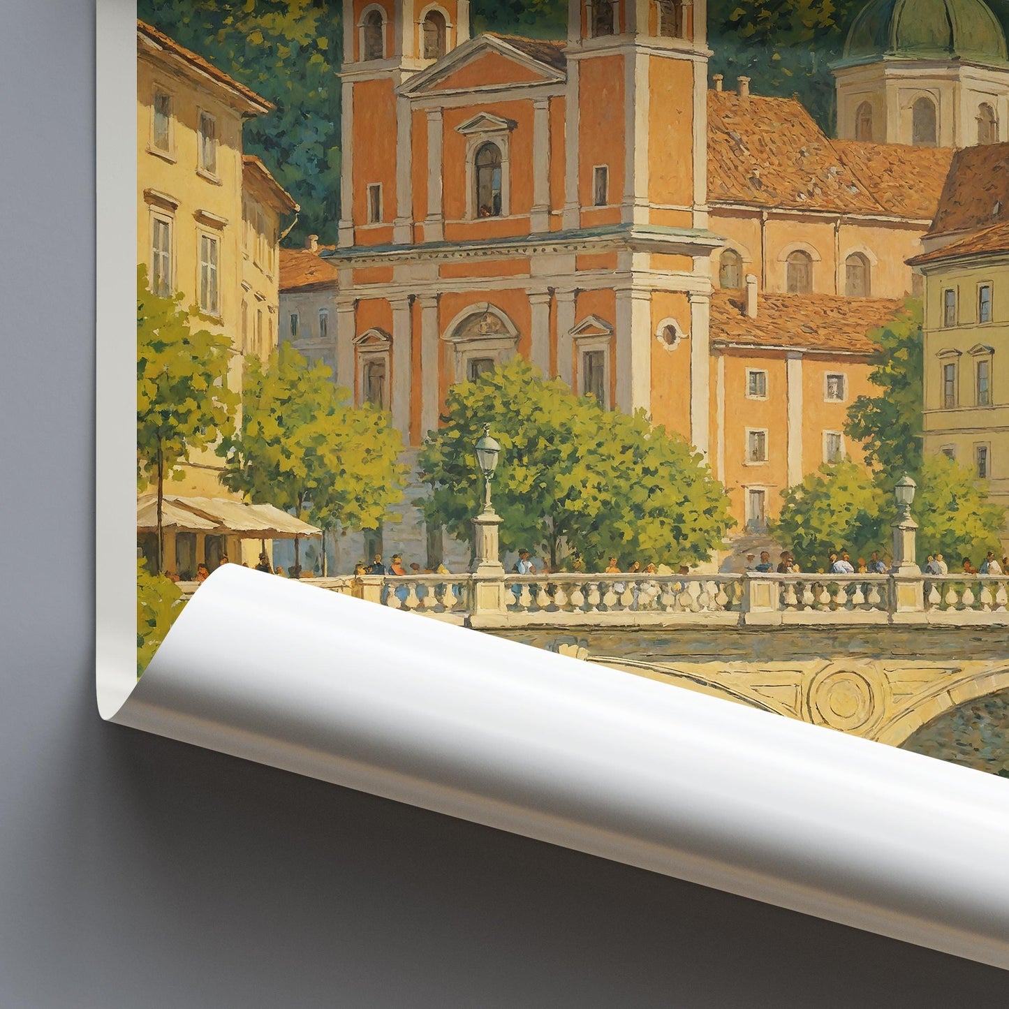 Ljubljana Travel Print ~ Travel Poster Wall Art Home Decor Slovenia Personalized Gift Painting Framed