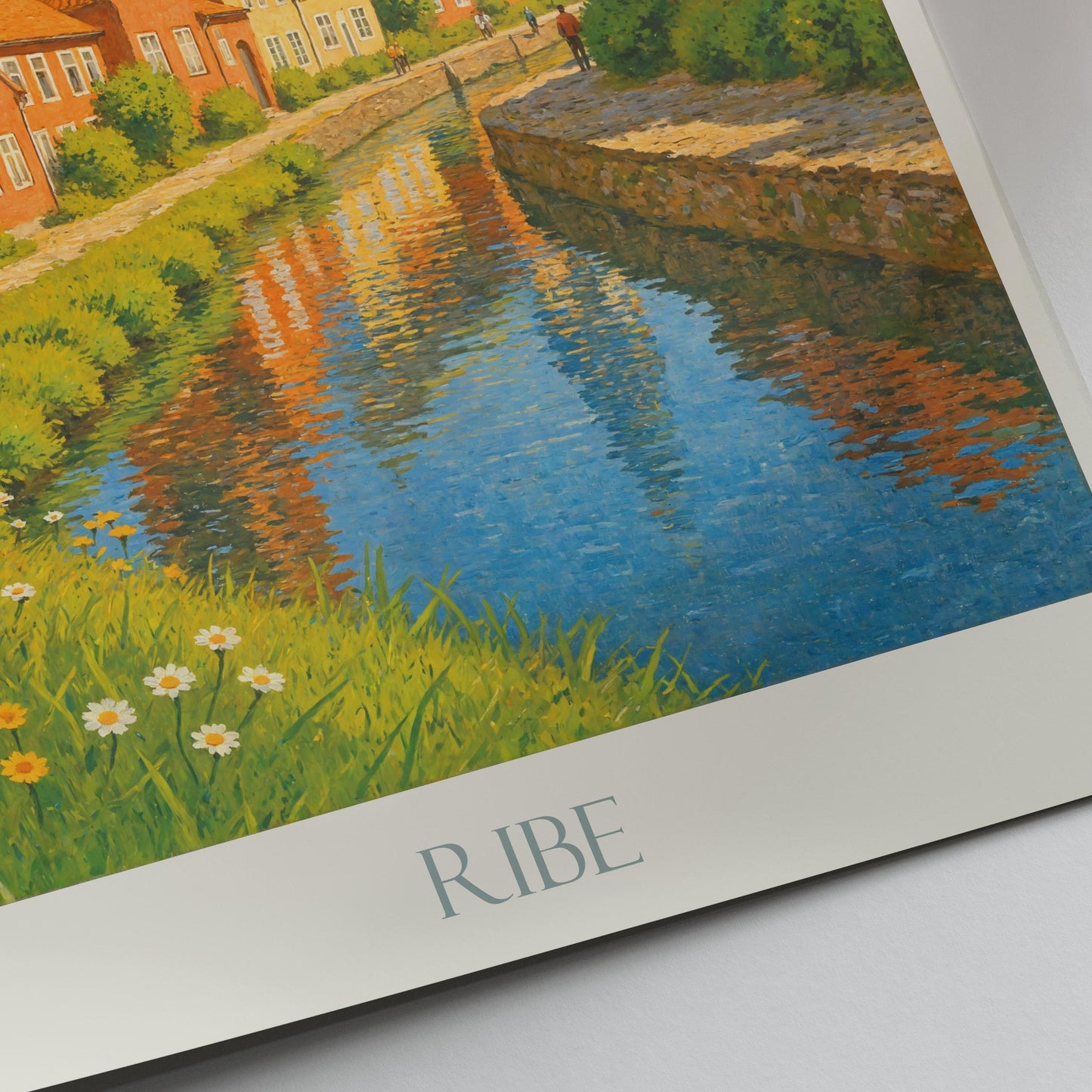 Ribe Travel Poster, Denmark - Framed Painted Wall Art Print, Personalized Home Decor Gift | Scandinavian Cityscape Vacation Souvenir