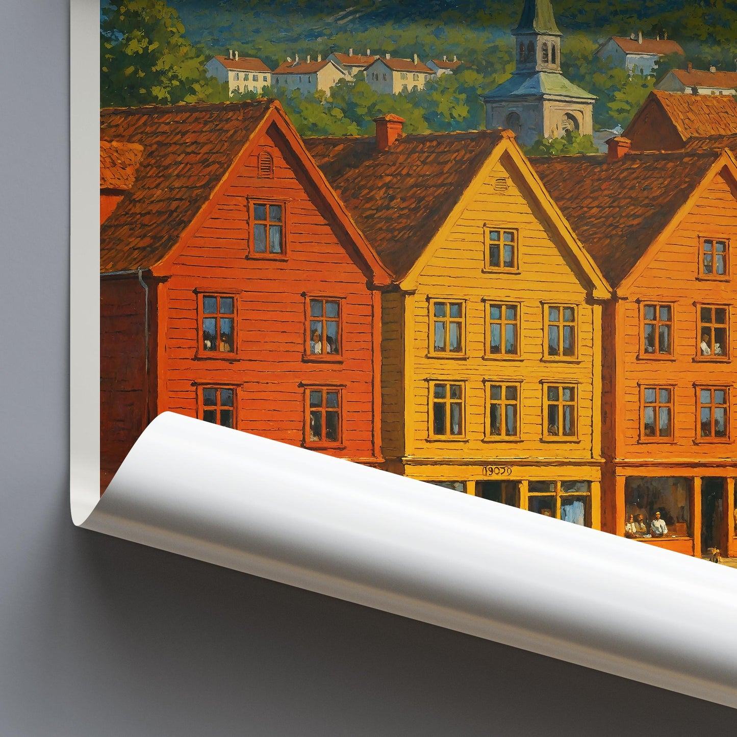 Bergen Travel Print, Bryggen Wharf ~ Norway Travel Poster