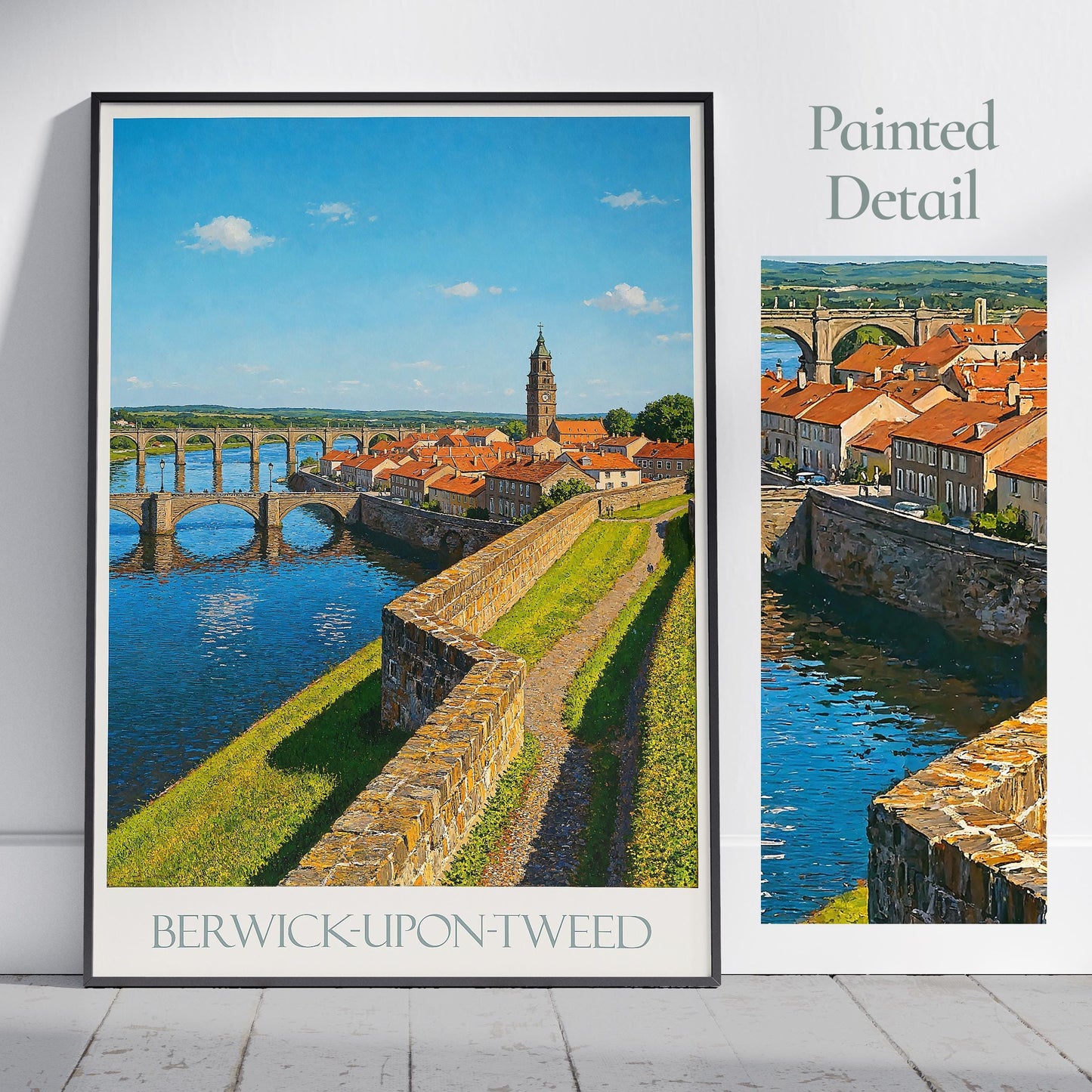 Berwick-upon-Tweed Travel Print ~ Northumberland Travel Poster Wall Art Home Decor Personalized Gift Painting Framed