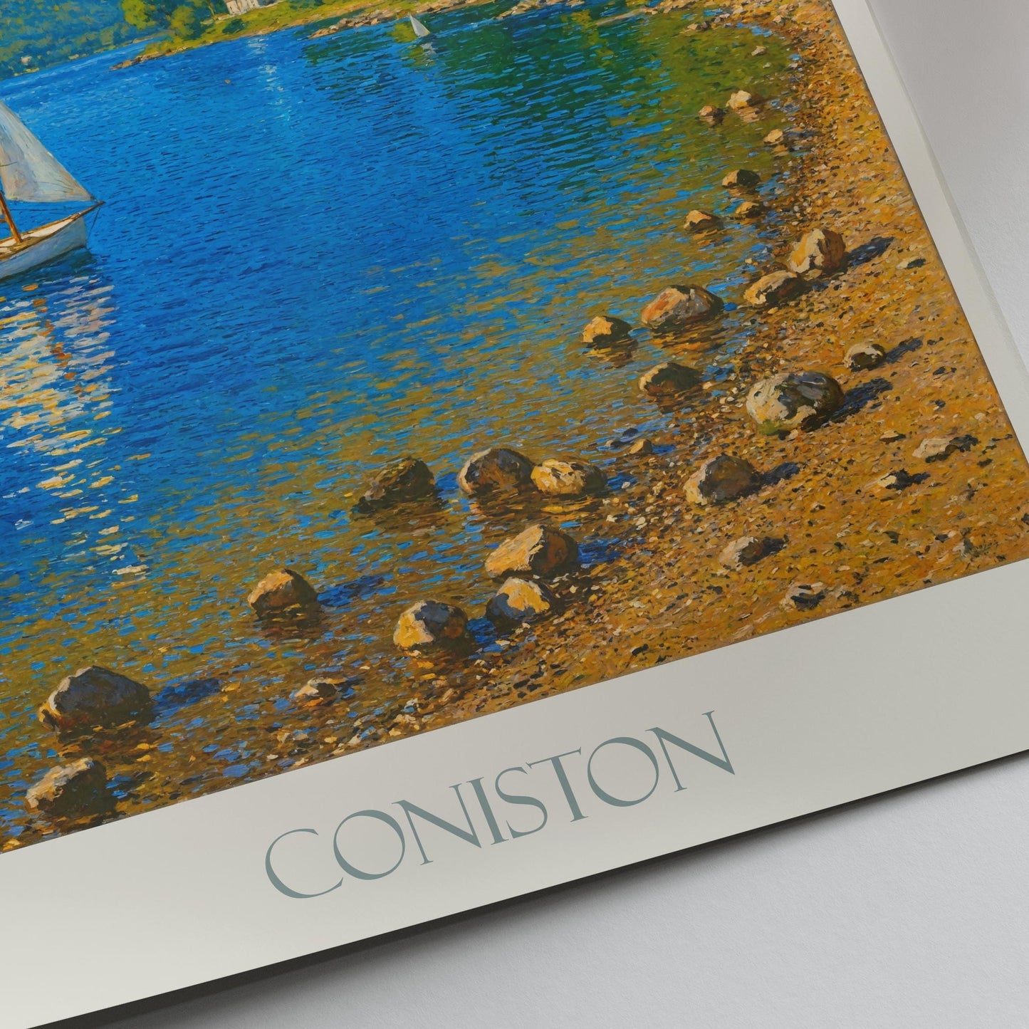 Coniston Water Travel Print, Lake District ~ Travel Poster | Framed Painting Print