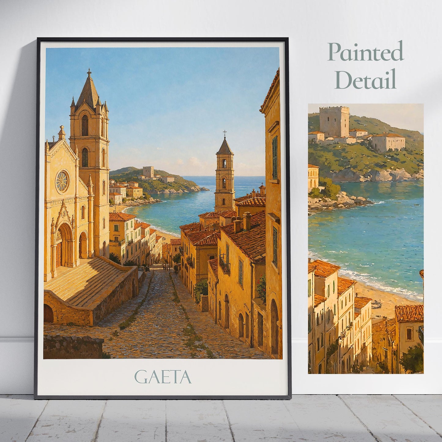 Gaeta Travel Print ~ Italy Travel Poster | Painted Wall Art & Home Decor | Framed Personalized Print | Vacation Travel Gift