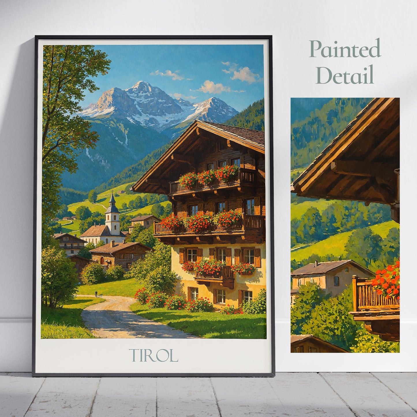 Tyrol Travel Print ~ Austria Travel Poster | Painted Wall Art & Home Decor | Framed Personalized Print | Vacation Travel Gift