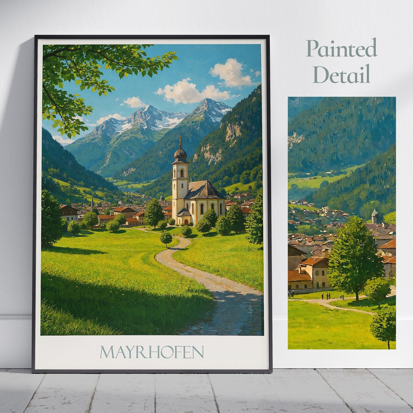Mayrhofen Travel Print, Zillertal ~ Austria Travel Poster | Painted Wall Art & Home Decor | Framed Personalized Print | Vacation Travel Gift