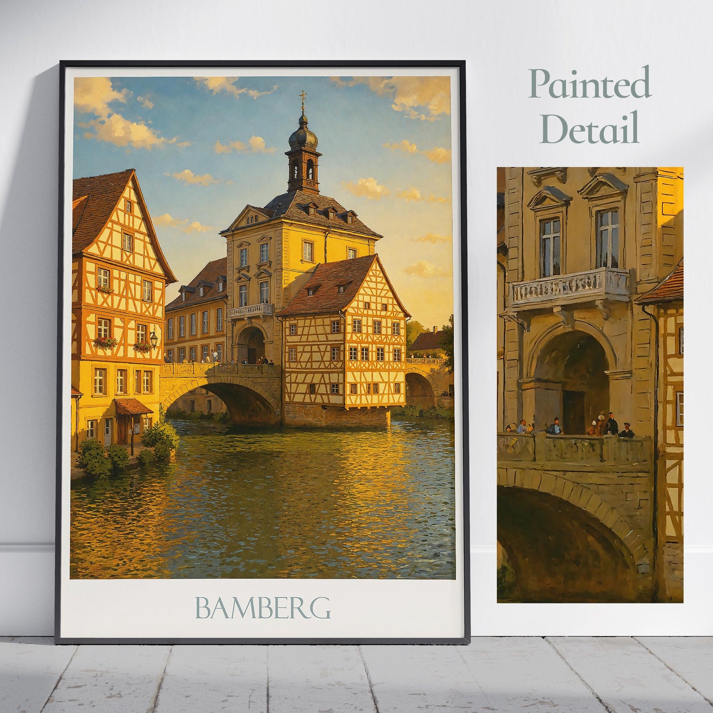 Bamberg Travel Print, Altes Rathaus ~ Germany Travel Poster | Painted Wall Art Print & Home Decor | Framed Personalized Vacation Travel Gift