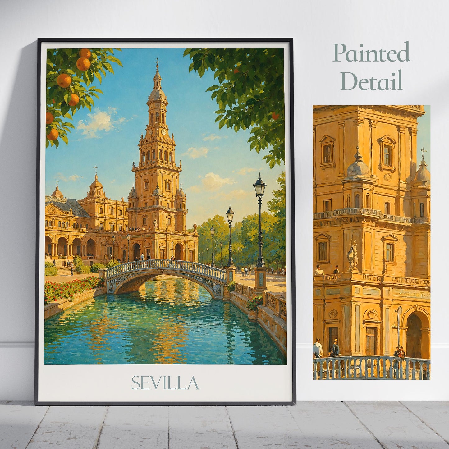 Seville Travel Print ~ Spain Travel Poster | Painted Wall Art Print & Home Decor | Framed Personalized Print | Vacation Travel Gift