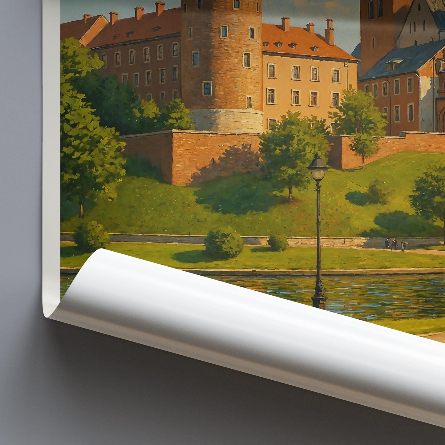 Krakow Travel Print, Wawel Castle ~ Poland Travel Poster Wall Art Home Decor Personalized Gift Painting Framed