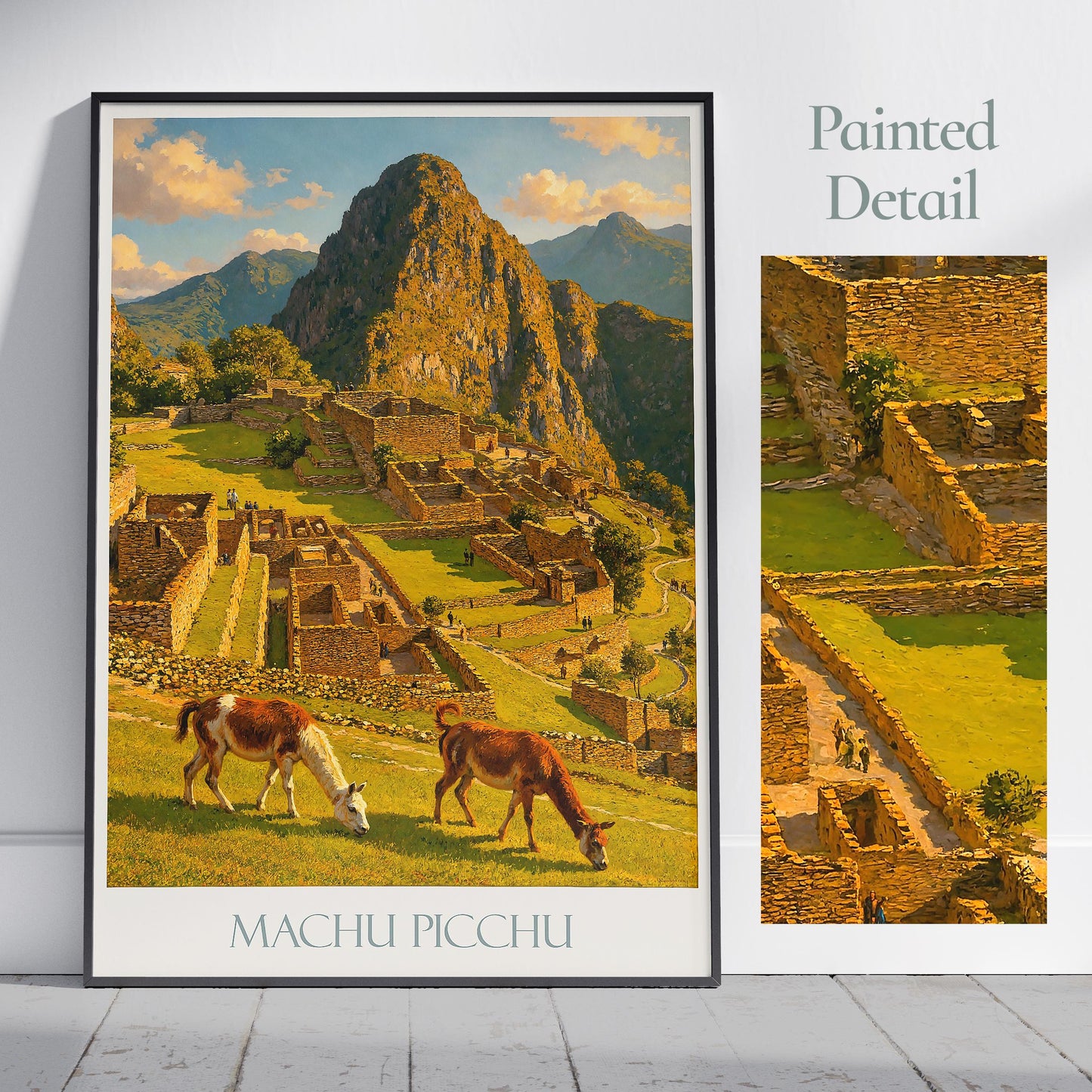 Machu Picchu Travel Print ~ Peru Travel Poster Wall Art Home Decor Personalized Gift Painting Framed
