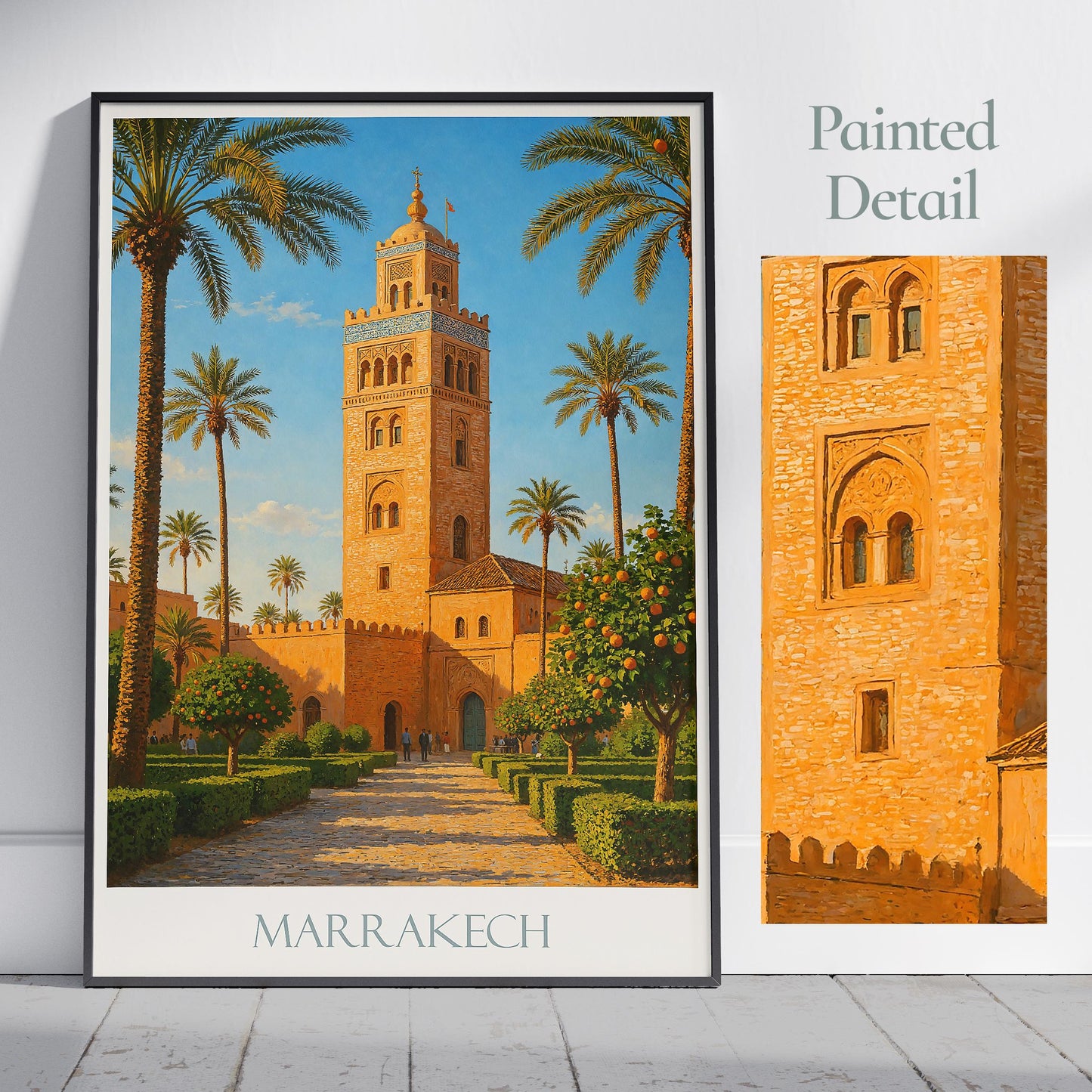 Marrakech Travel Print, Koutoubia Mosque ~ Morocco Travel Poster Wall Art Home Decor Gift Personalized Framed