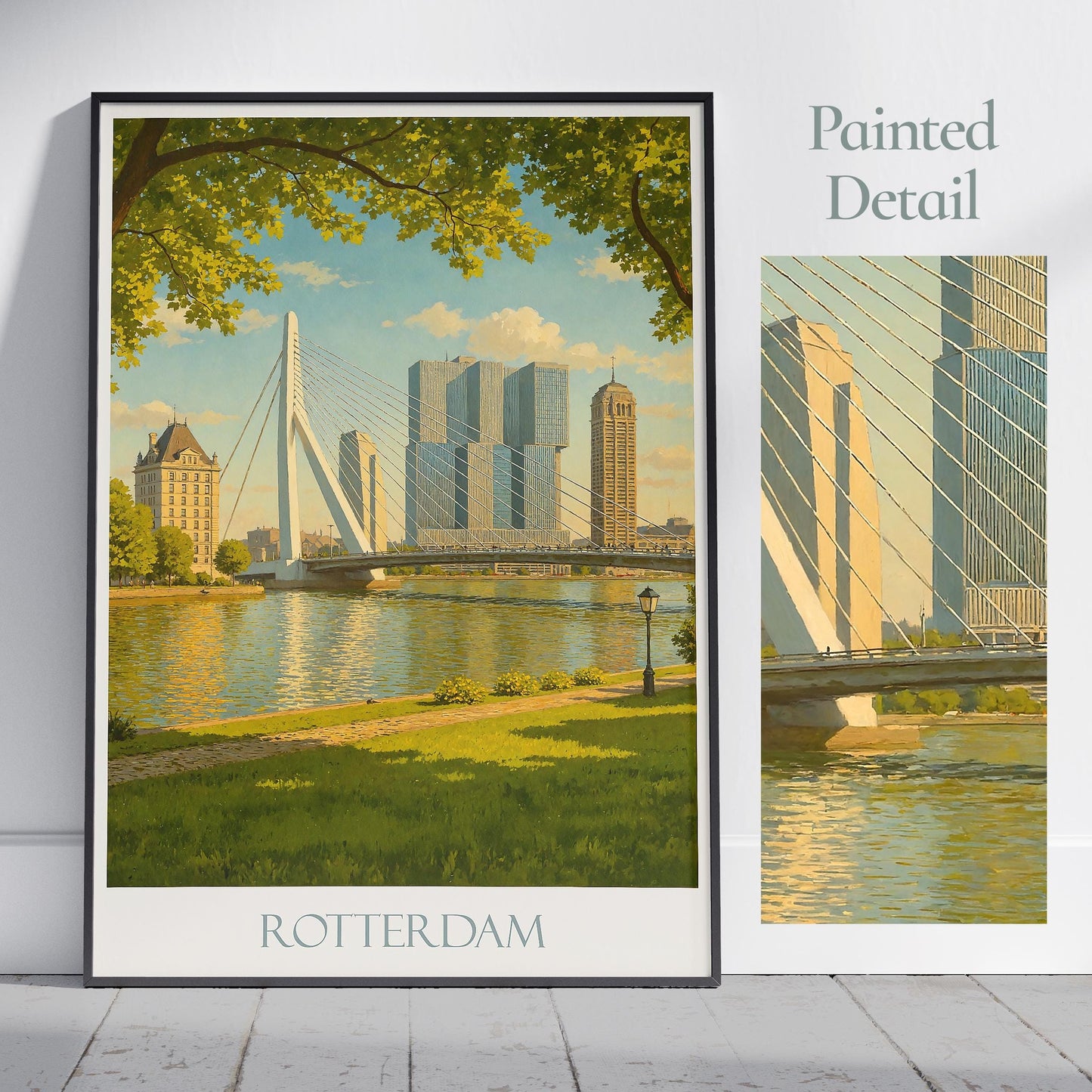 Rotterdam Travel Print ~ Netherlands Travel Poster | Painted Wall Art & Home Decor | Framed Personalized Print | Vacation Travel Gift