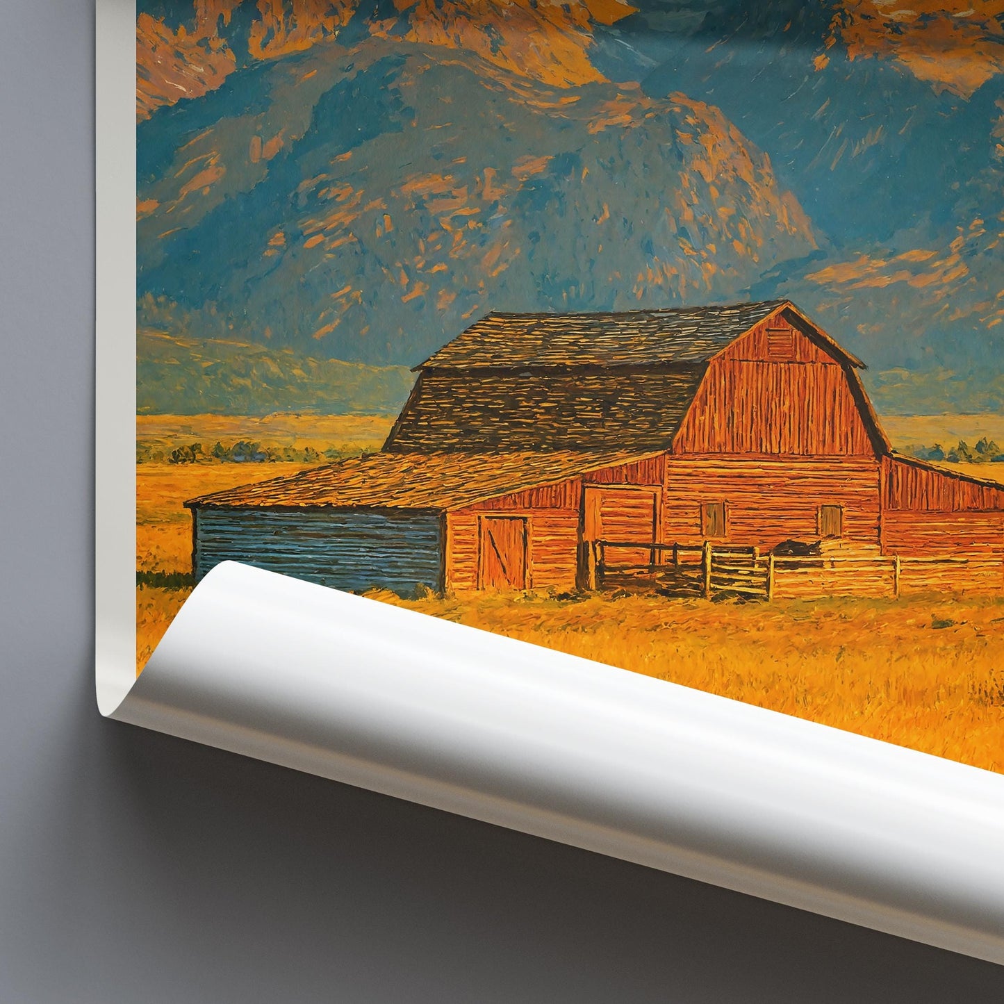 Grand Teton National Park Travel Print, Mormon Row ~ Wyoming Travel Poster
