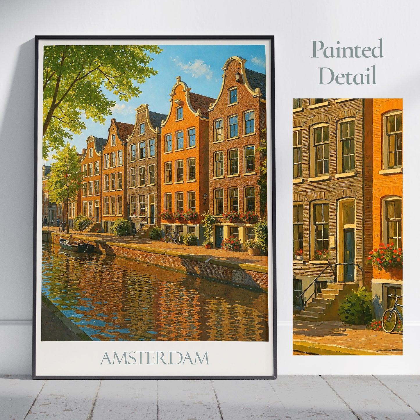 Amsterdam Travel Print ~ Netherlands travel poster print, Amsterdam city travel wall art gift