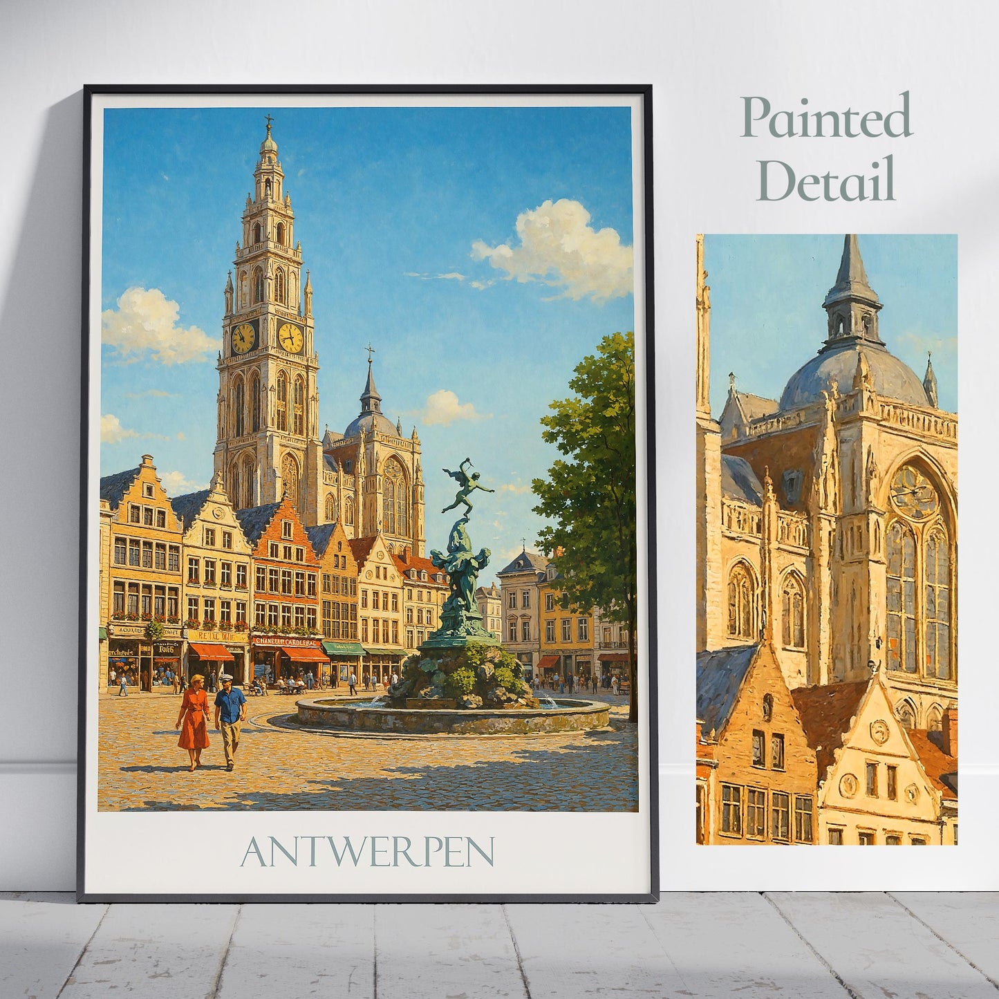Antwerp Travel Print ~ Belgium Travel Poster | Painted Wall Art & Home Decor | Framed Personalized Print | Vacation Travel Gift