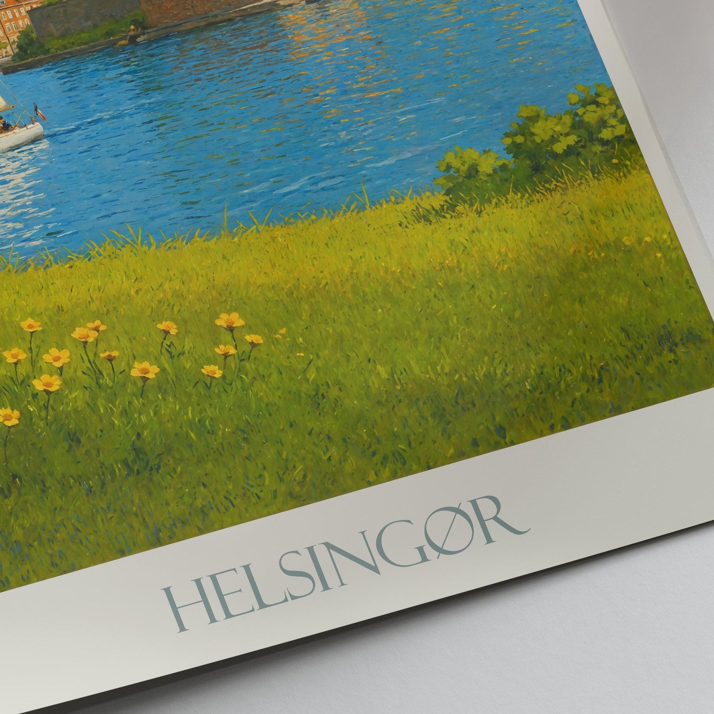 Helsingor Travel Poster, Denmark - Framed Painted Wall Art Print, Personalized Home Decor Gift | Scandinavian Cityscape Vacation Souvenir