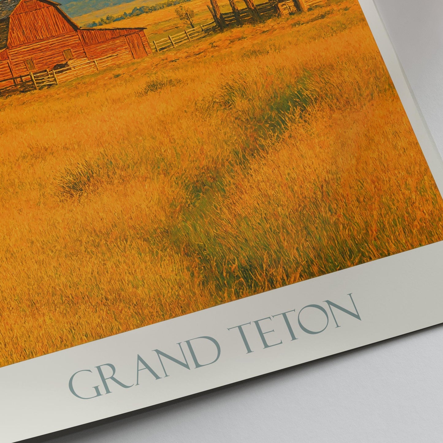 Grand Teton National Park Travel Print, Mormon Row ~ Wyoming Travel Poster