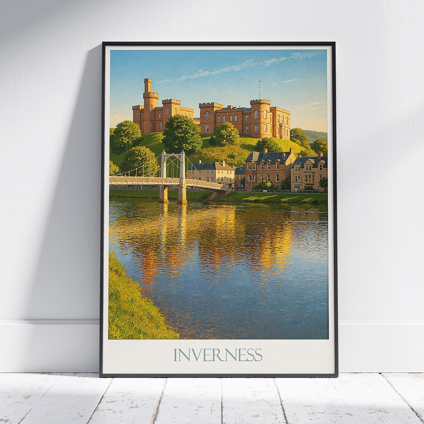 Inverness Travel Poster, River Ness & Castle View | Scotland Art Print | Scottish Highlands Decor | UK Cityscape