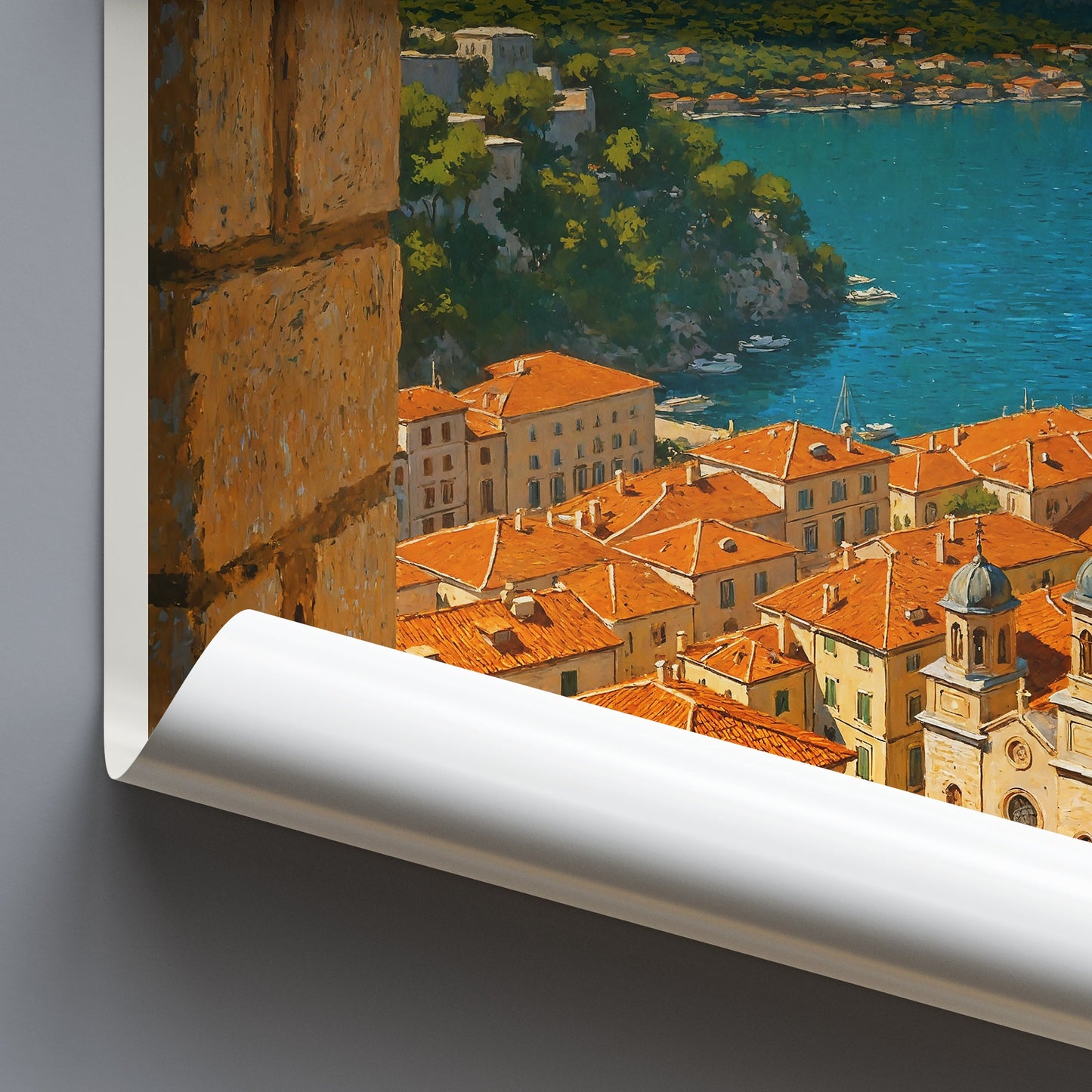Kotor Travel Poster, Montenegro Old Town Church Art Print ~ Adriatic Coast Wall Decor | Balkan Vacation Gift