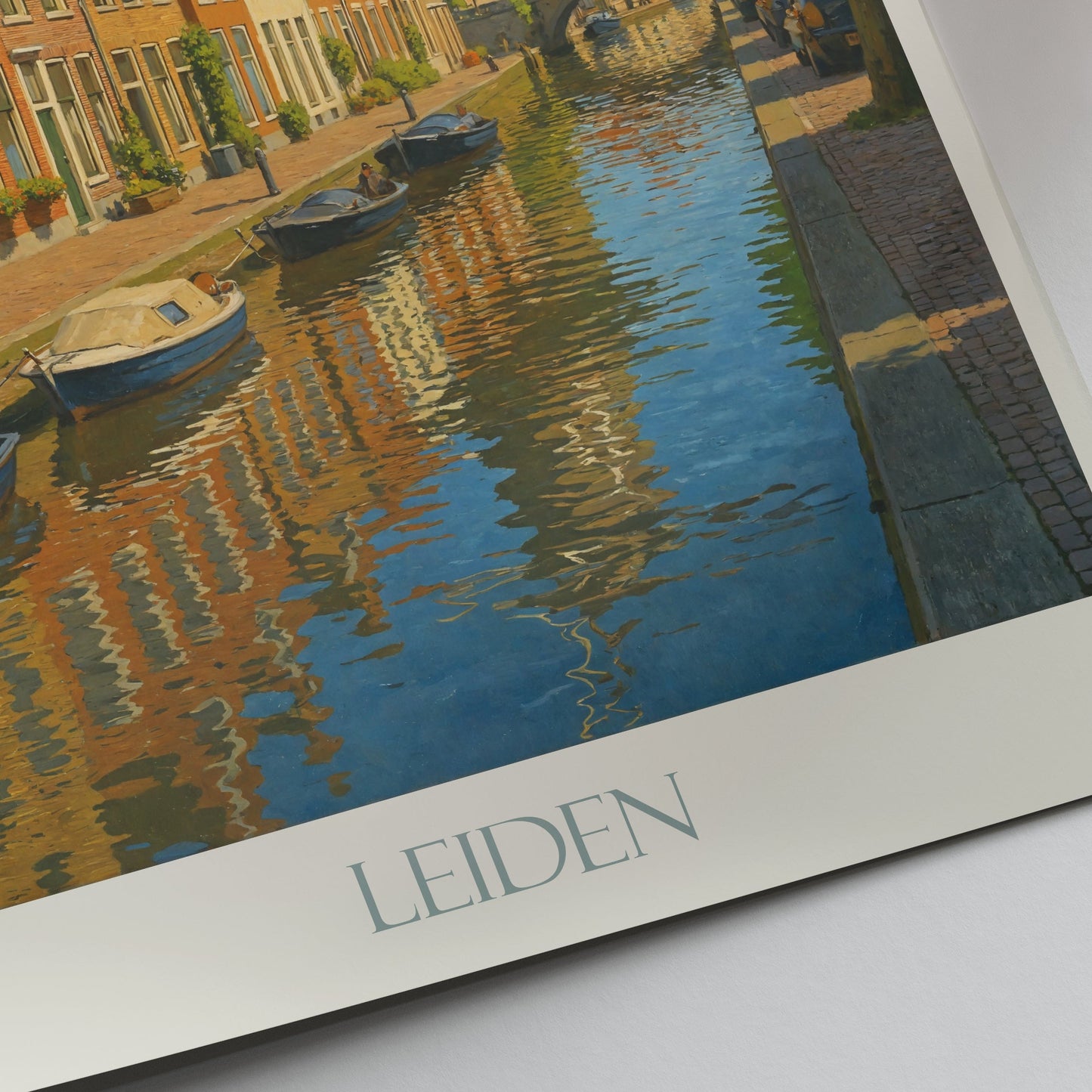 Leiden Travel Poster, Dutch Canal & Windmill Art Print | Netherlands Cityscape Wall Decor | Holland Home Gift