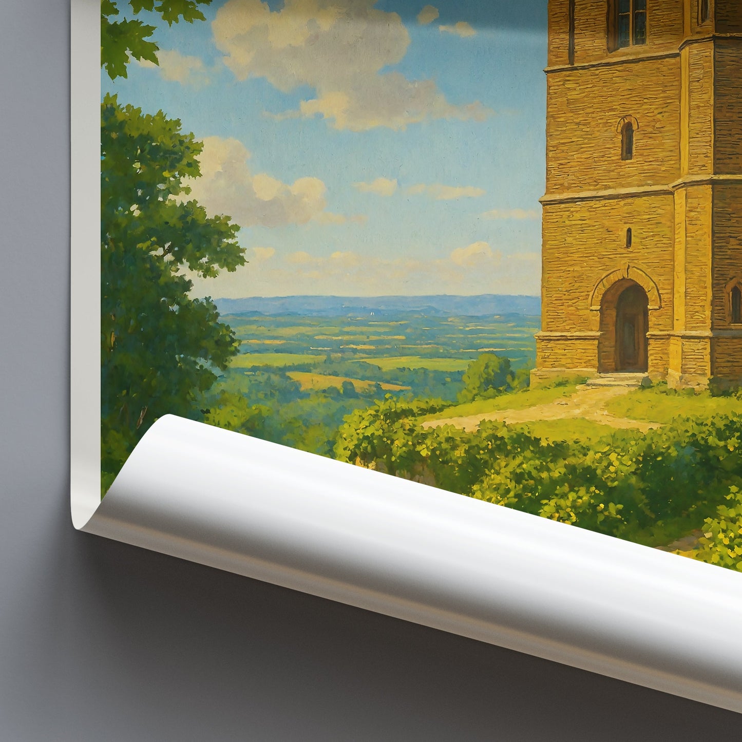 Leith Hill Tower Travel Poster | Surrey Hills Countryside Art Print | Historic UK Landmark Wall Decor | England Landscape Gift