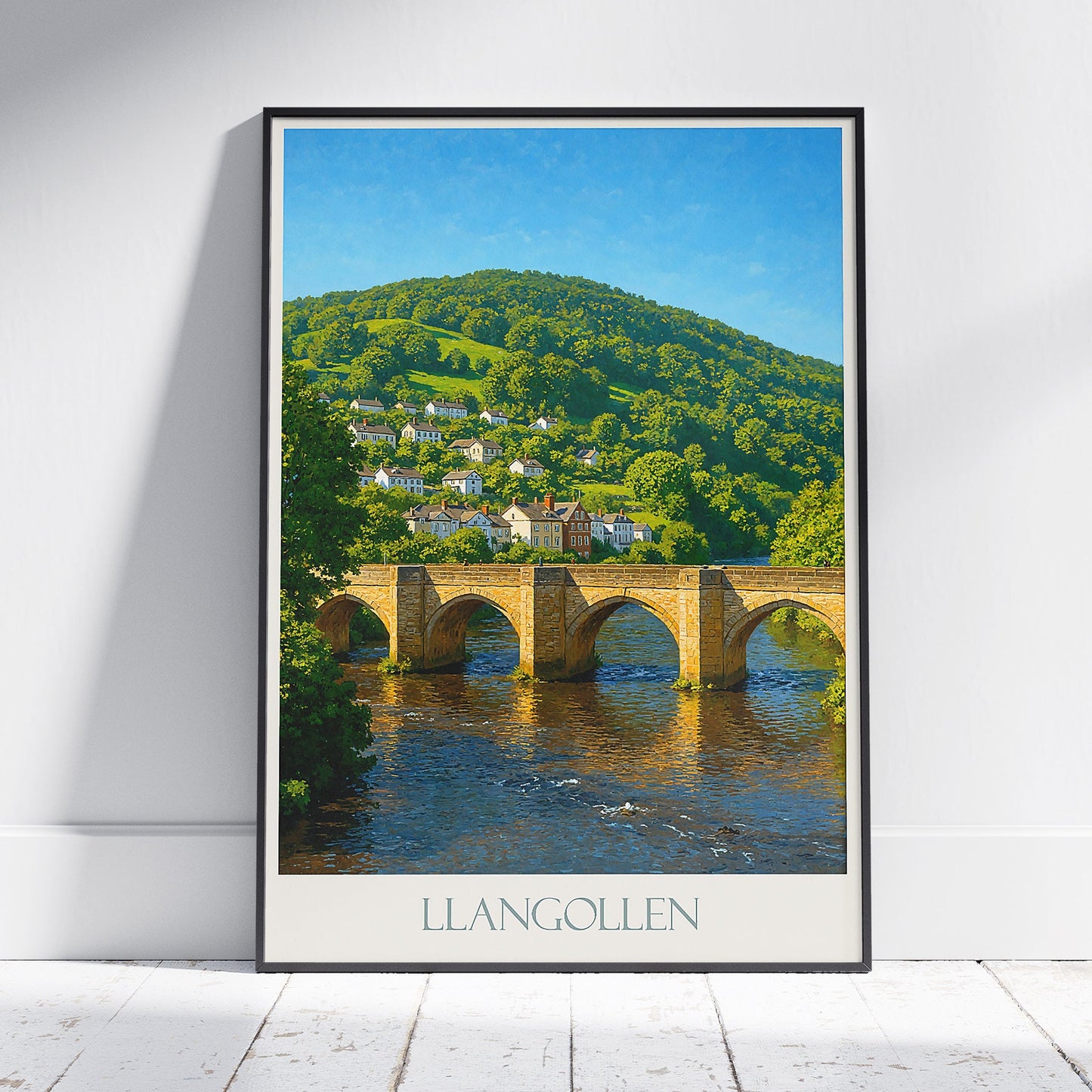 Llangollen Travel Poster, Historic Bridge Serenity | Wales Art Print & Home Decor | UK Landscape Gift