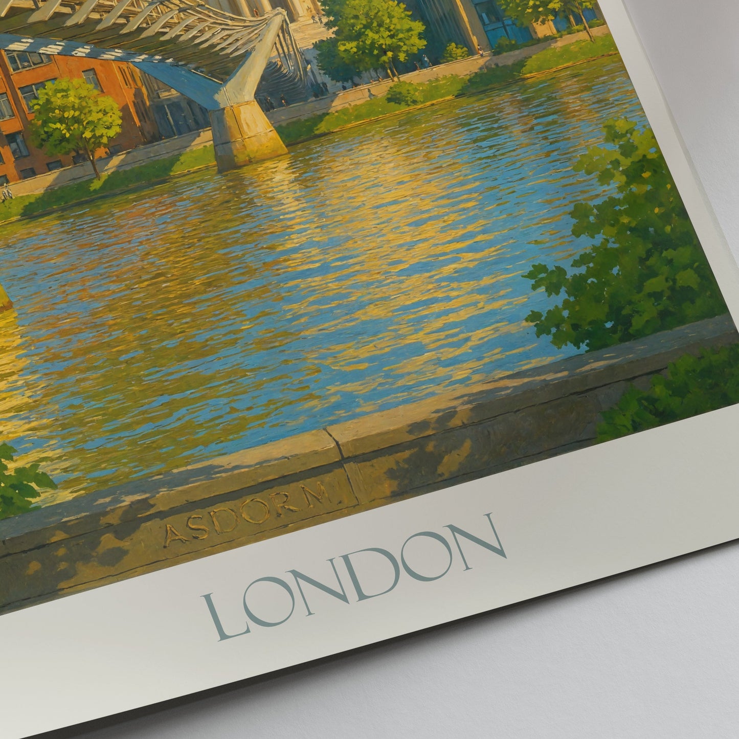 London Travel Poster | Millennium Bridge St Paul's Art Print ~ River Thames City Wall Decor | UK Landmark Gift