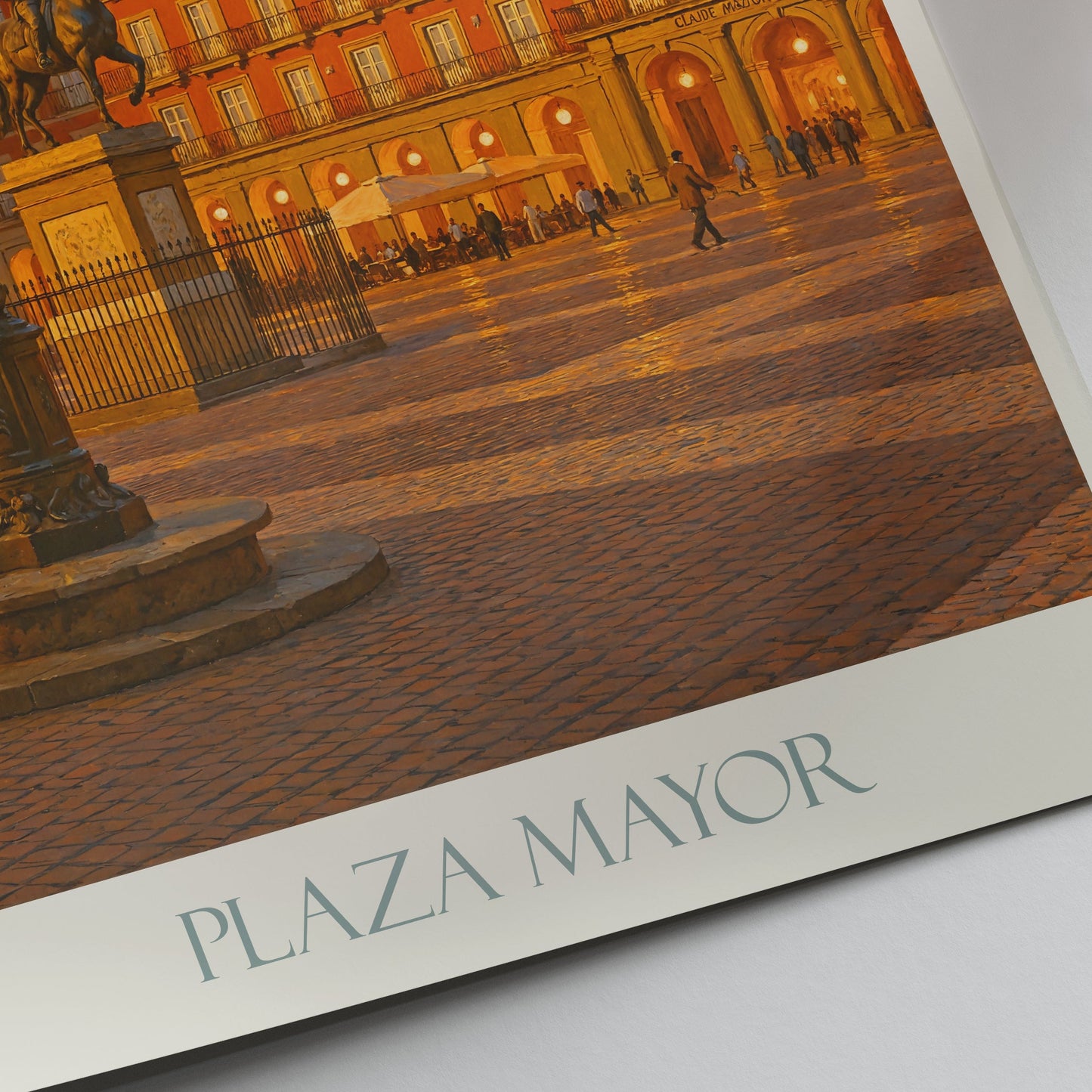 Madrid Travel Poster, Plaza Mayor Sunset ~ Spain Painted Wall Art Print | European City Home Decor | Unique Vacation Gift