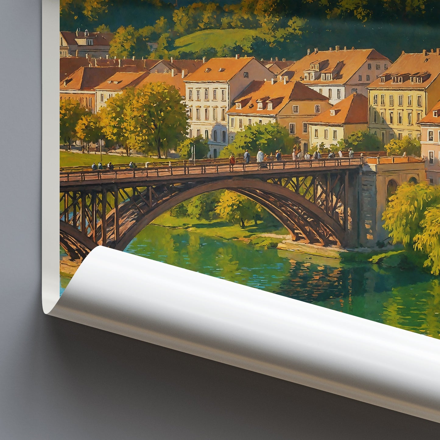Maribor Slovenia Travel Poster | River Cityscape Art Print | Vibrant European Wall Decor | Architectural Painting | Vacation Gift