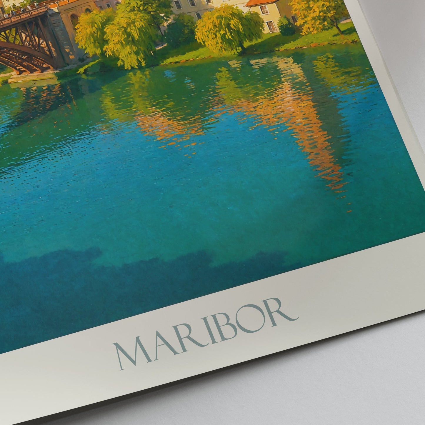 Maribor Slovenia Travel Poster | River Cityscape Art Print | Vibrant European Wall Decor | Architectural Painting | Vacation Gift