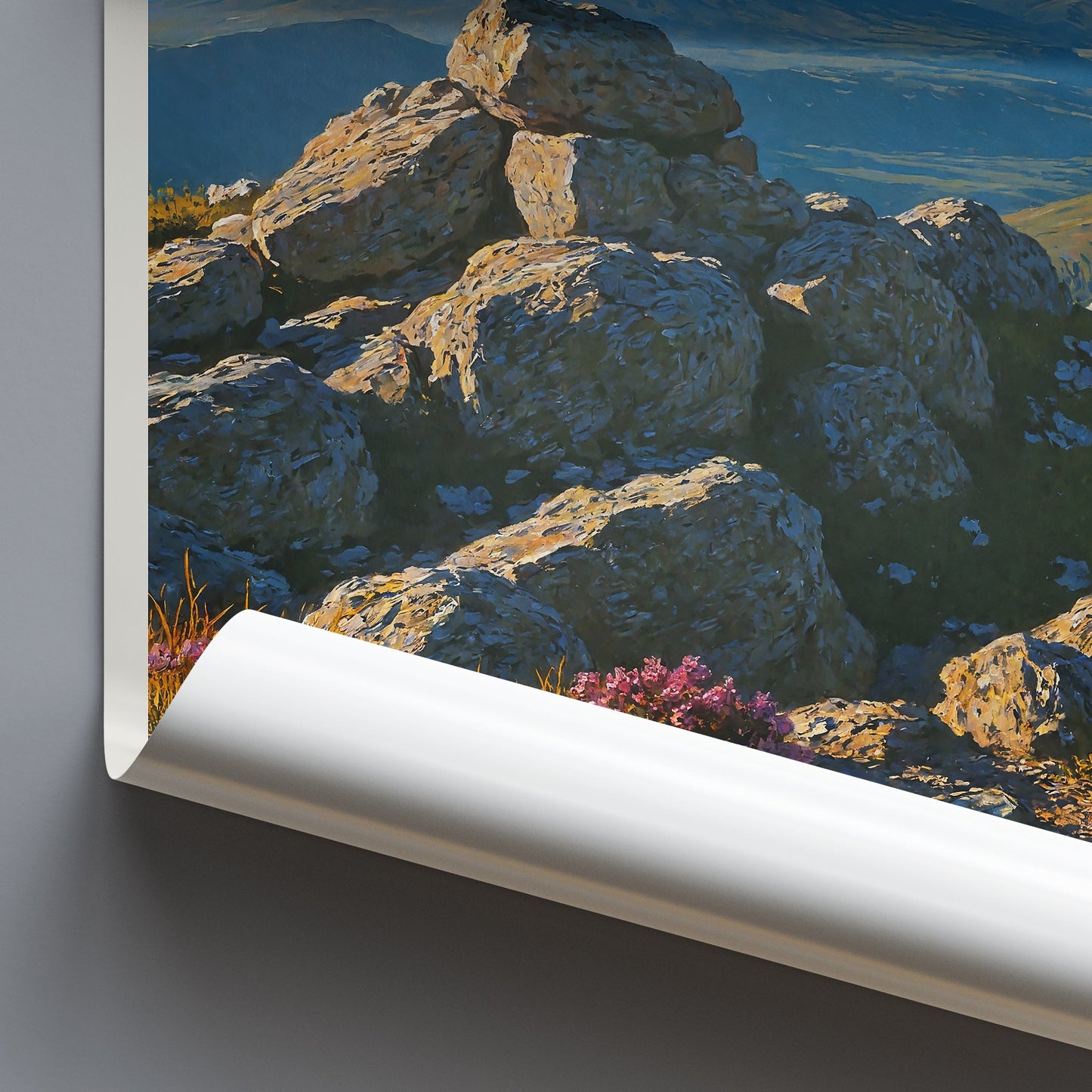 Merrick Summit Travel Poster, Scotland | Painted Mountain Art Print | Galloway Hills Landscape Decor