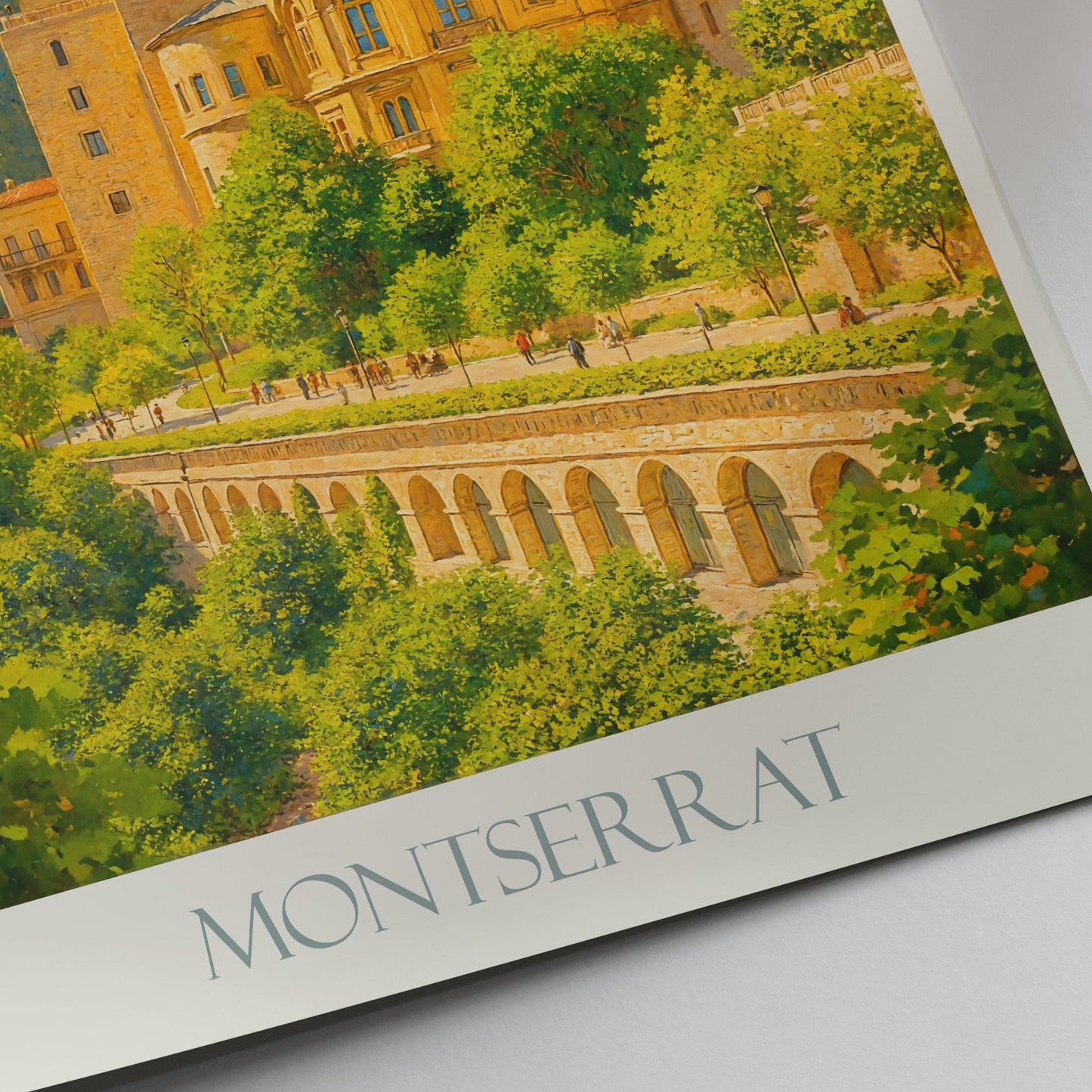 Montserrat Travel Poster | Catalonia Spain Monastery Art Print ~ Mountain Landscape Wall Decor | Spiritual Retreat Gift