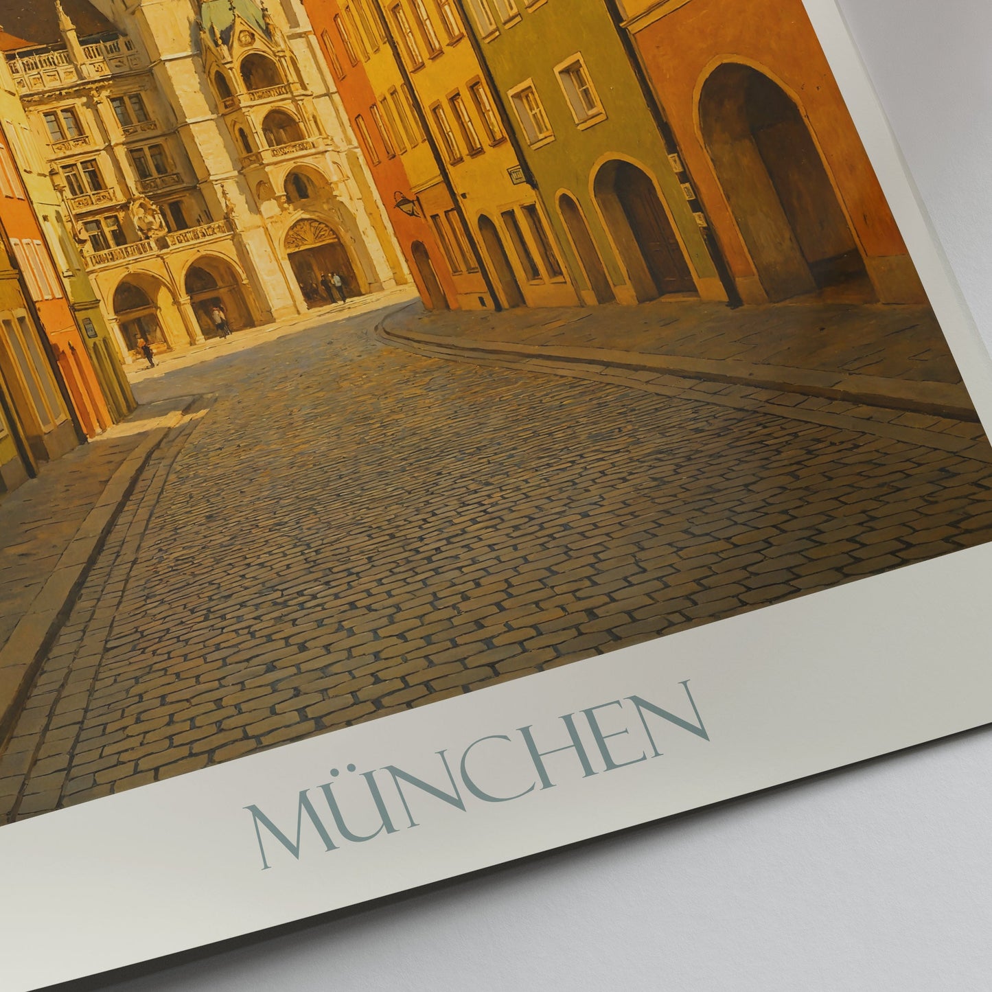 Munich Travel Poster, Neues Rathaus Art Print | Colorful Old Town Street Wall Art | Germany Cityscape Decor