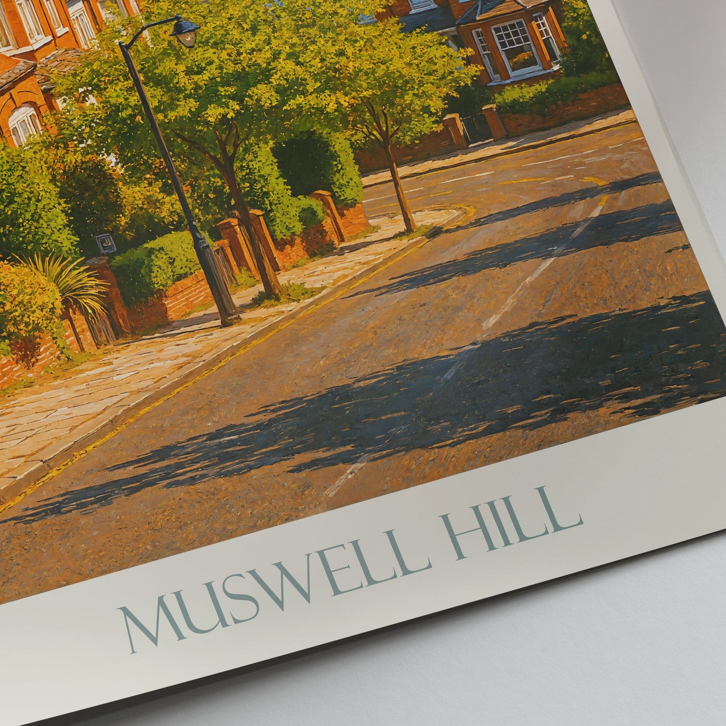 Muswell Hill London Skyline Travel Poster | North London Painted Wall Art Print | UK City View Home Decor Gift