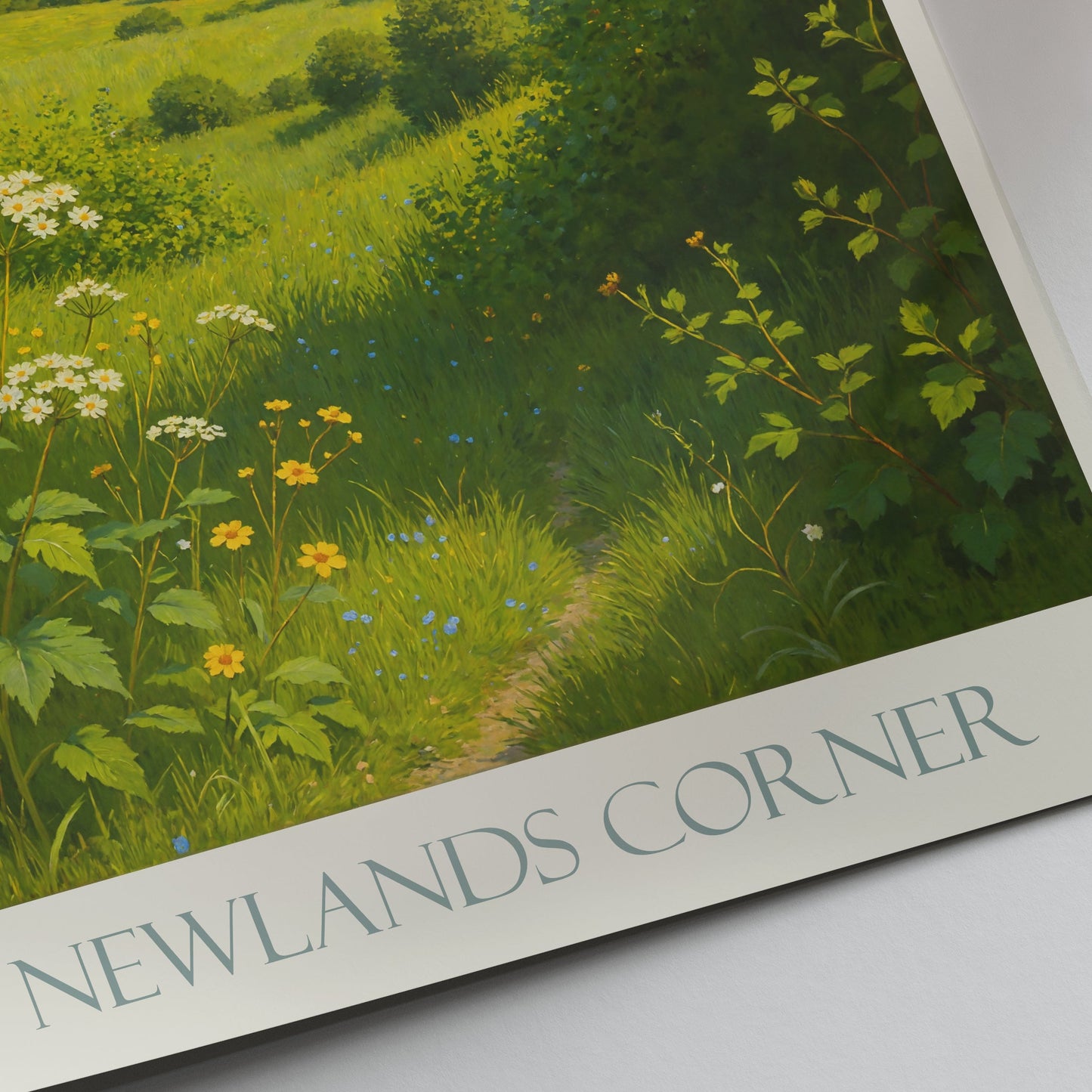 Newlands Corner Travel Poster, Surrey Hills Panorama | English Countryside Painting Art Print | Rural Landscape Home Decor