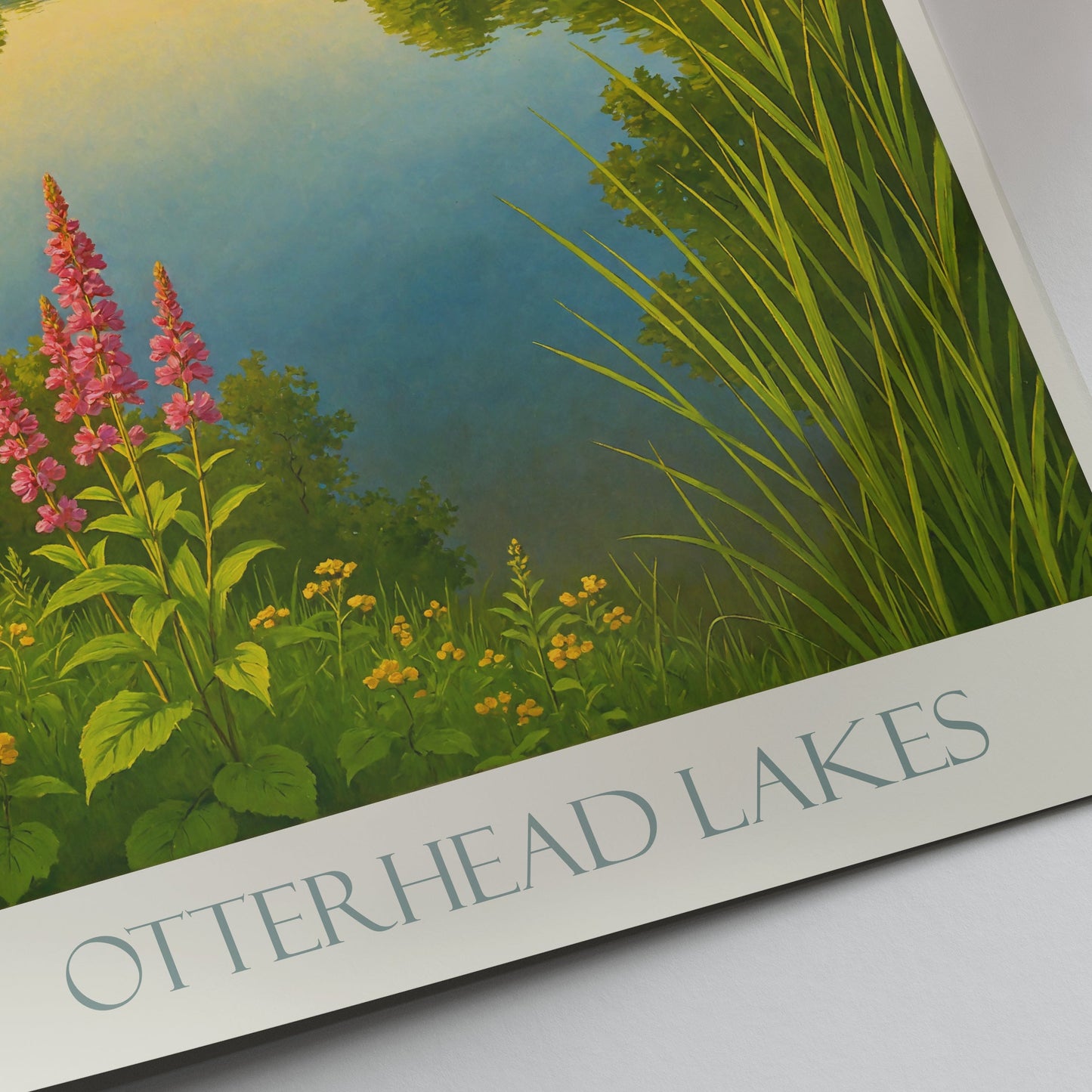 Otterhead Lakes Travel Poster | Serene Nature Wall Art Print | Calm Lakeside Landscape Decor | Perfect Countryside Gift