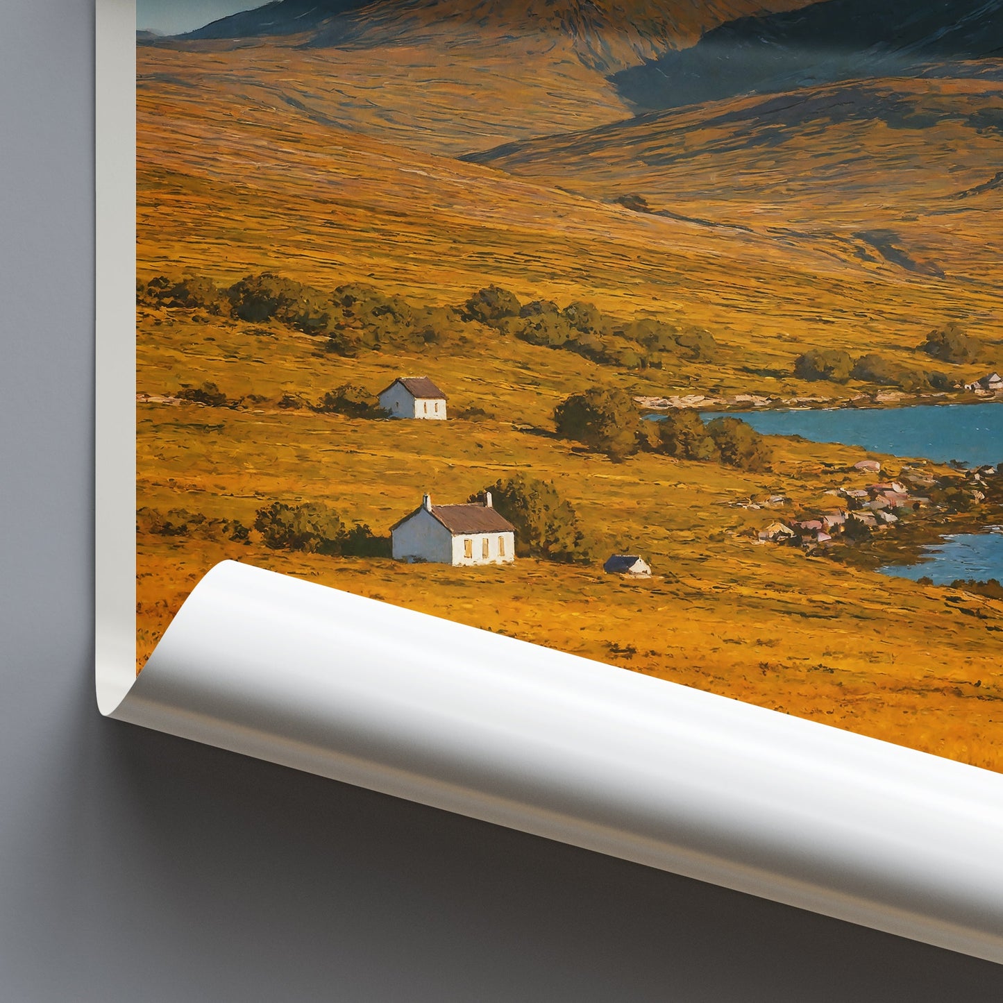 Sunlit Paps of Jura Travel Poster | Isle of Jura Scotland Art Print | Scottish Landscape Wall Decor | Rustic Nature Art