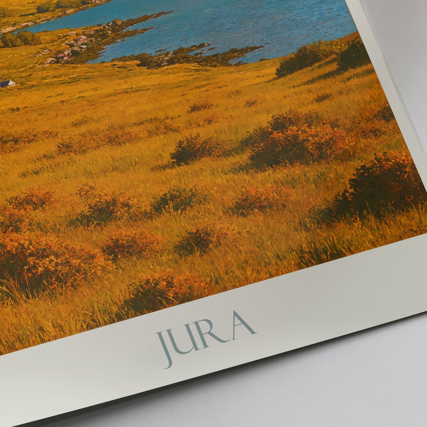 Sunlit Paps of Jura Travel Poster | Isle of Jura Scotland Art Print | Scottish Landscape Wall Decor | Rustic Nature Art