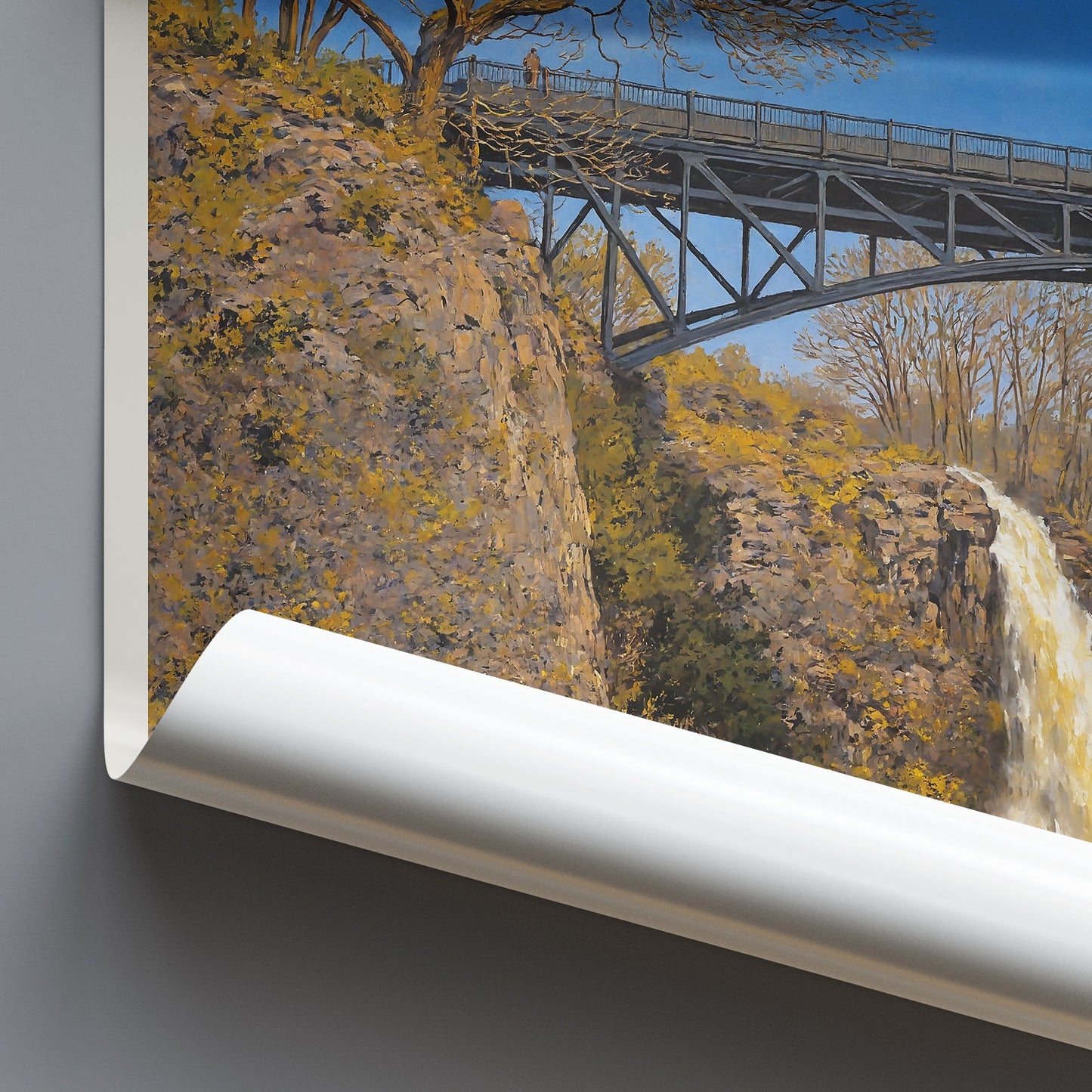 Paterson Falls Travel Poster | Great Falls New Jersey Painted Wall Art Print | Historical Park Decor