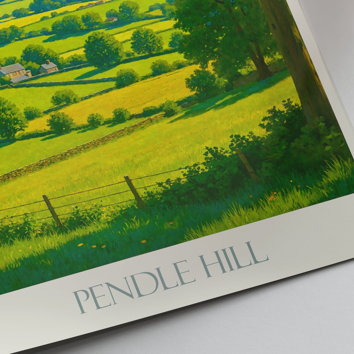 Pendle Hill Travel Poster | Lancashire Countryside ~ England Vista Art Print | Farmhouse Decor | UK Landscape Gift