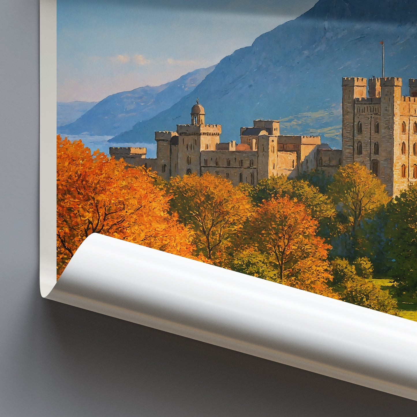 Penrhyn Castle Travel Poster, Wales UK ~ Autumn Castle Art Print | Historic Landscape Decor & Gift