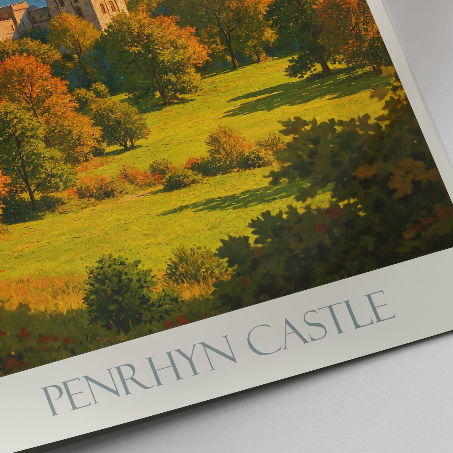 Penrhyn Castle Travel Poster, Wales UK ~ Autumn Castle Art Print | Historic Landscape Decor & Gift