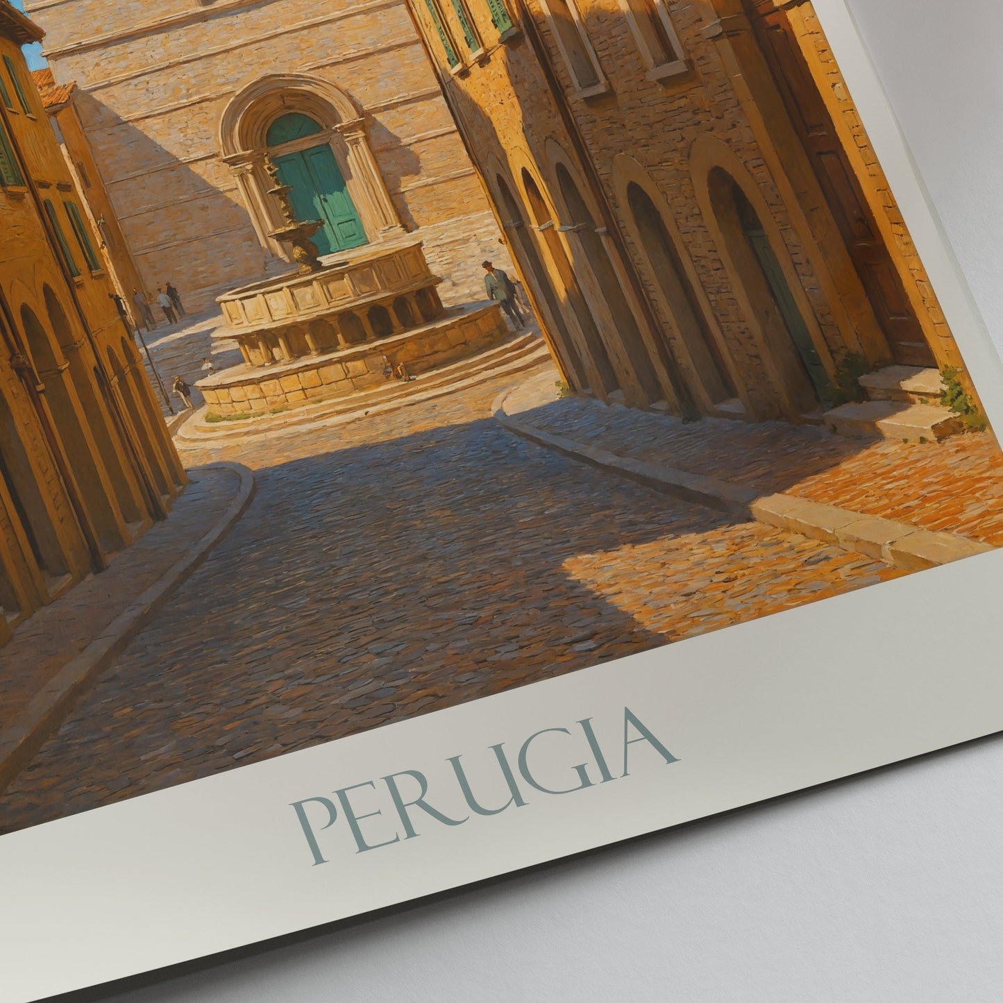 Perugia Travel Poster | Italy Medieval City Wall Art Print | Umbria Old Town Decor | Historic European Street