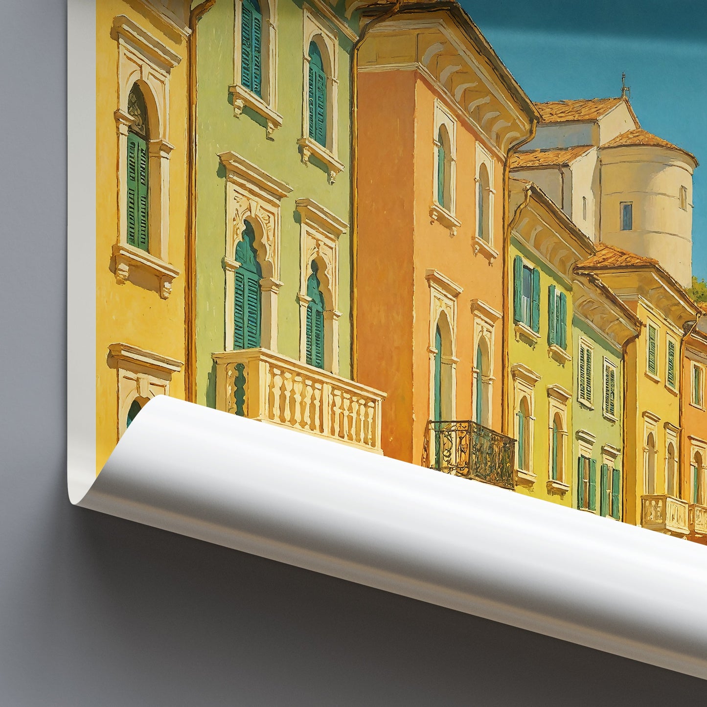 Piran Slovenia Travel Poster, Pastel Architecture Wall Art Print | St. George Bell Tower | Adriatic Coast Decor