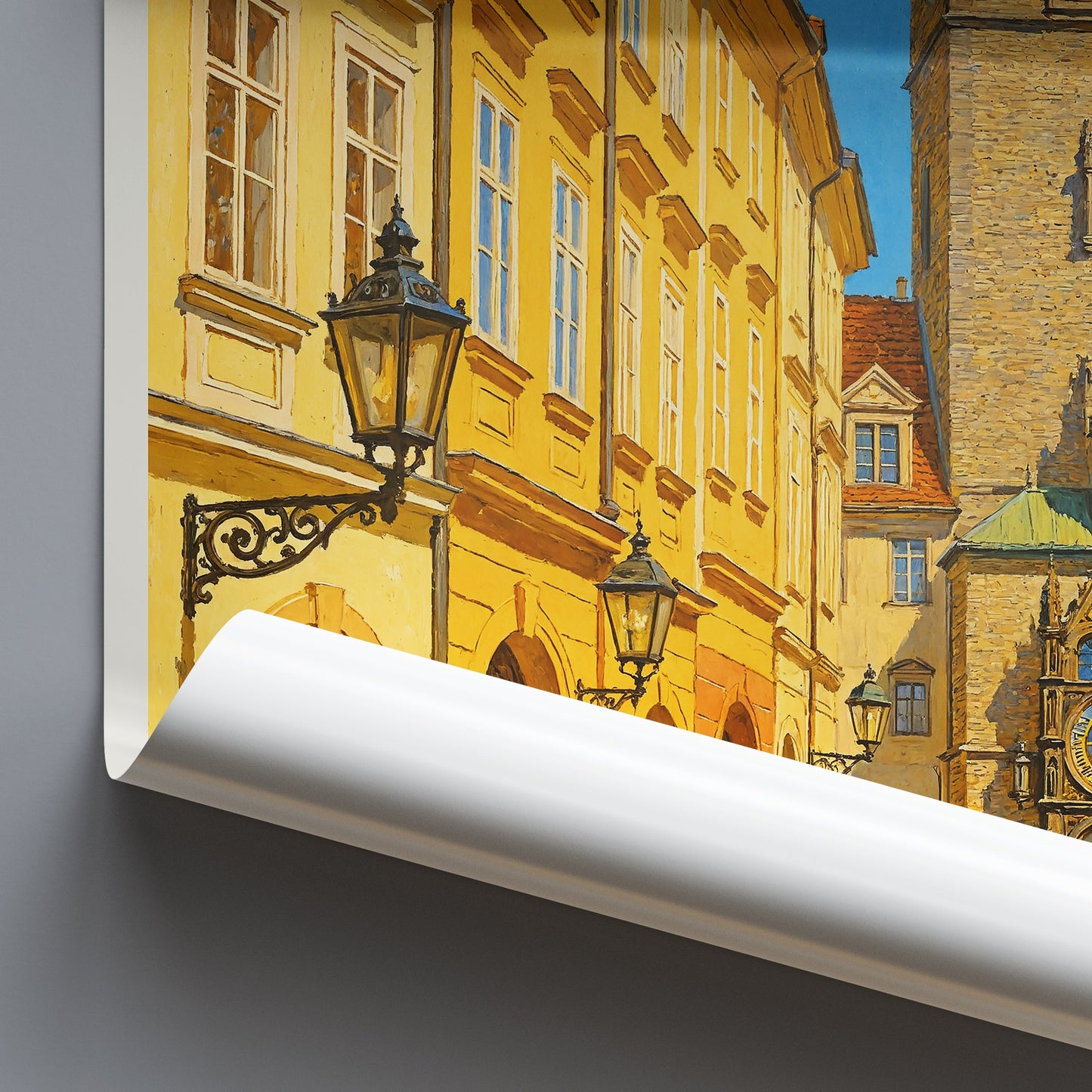 Prague Travel Poster | Old Town Clock Art Print | Czech Republic Cityscape Wall Art | European Home Decor