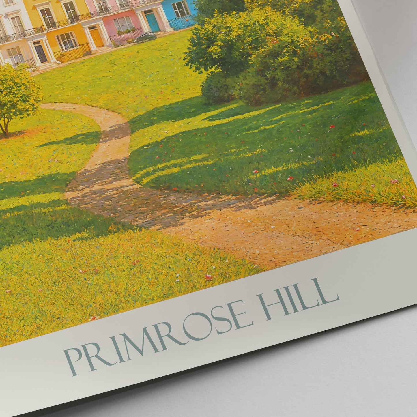 Primrose Hill London Poster | Colorful Homes Art Print | UK Travel Wall Decor