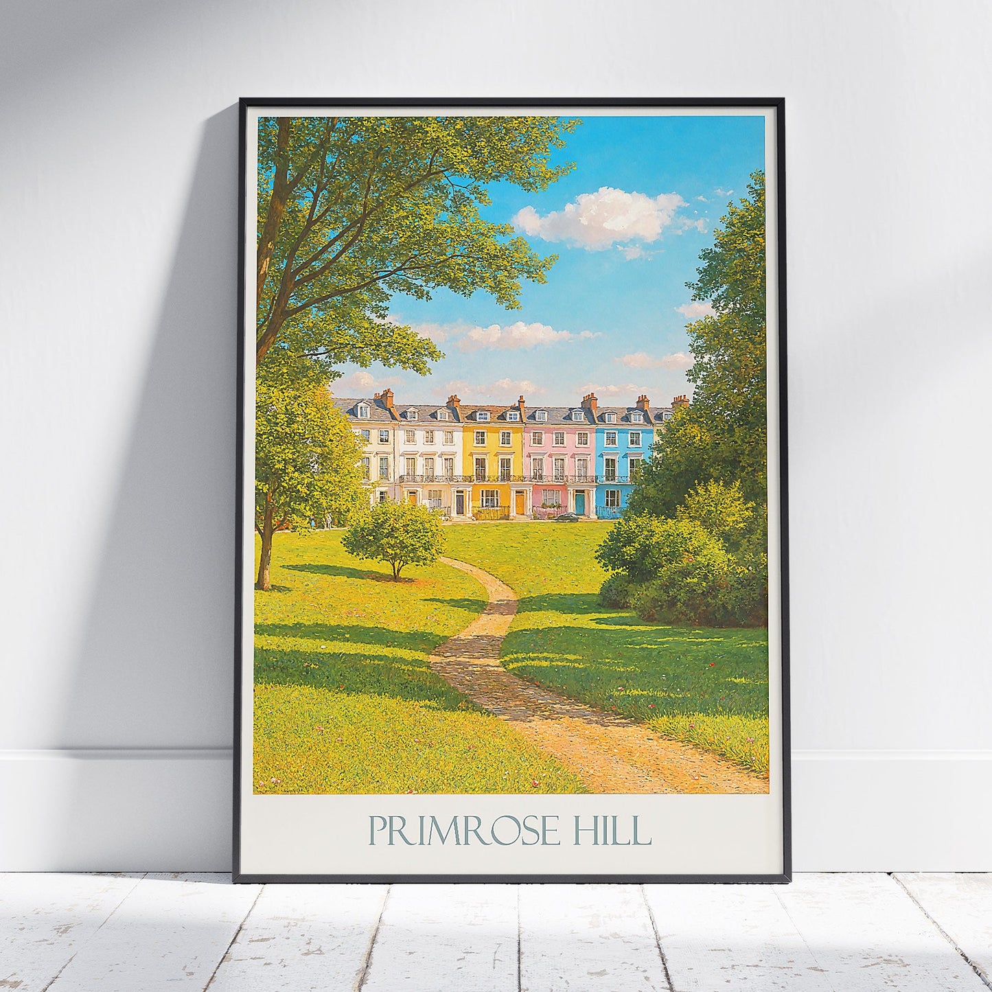 Primrose Hill London Poster | Colorful Homes Art Print | UK Travel Wall Decor