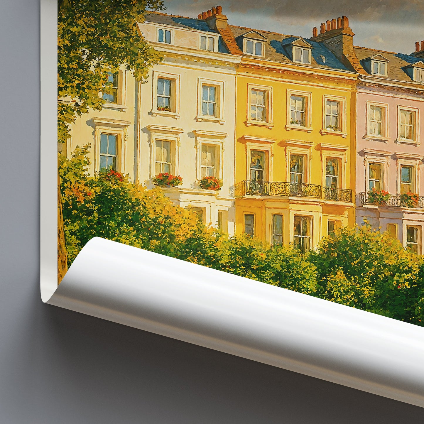Primrose Hill Travel Poster, Colorful London Homes Art | UK Cityscape Print | British Architecture Wall Art