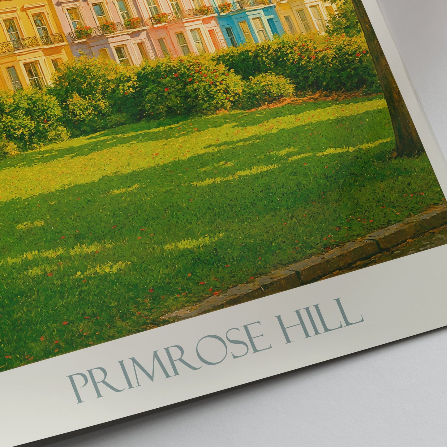 Primrose Hill Travel Poster, Colorful London Homes Art | UK Cityscape Print | British Architecture Wall Art
