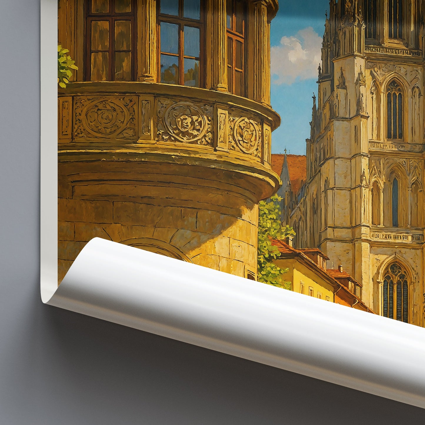 Regensburg Cathedral Spires Travel Poster, Germany | Historic City Wall Art | Vintage European Print Gift