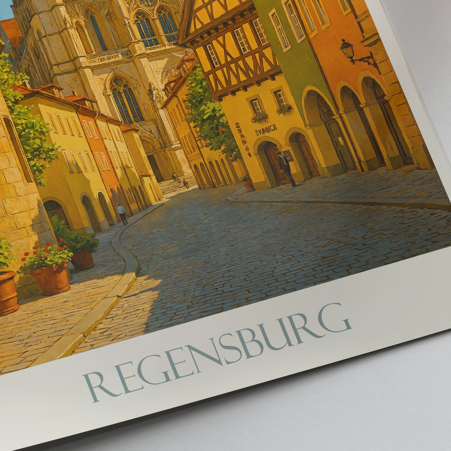 Regensburg Cathedral Spires Travel Poster, Germany | Historic City Wall Art | Vintage European Print Gift