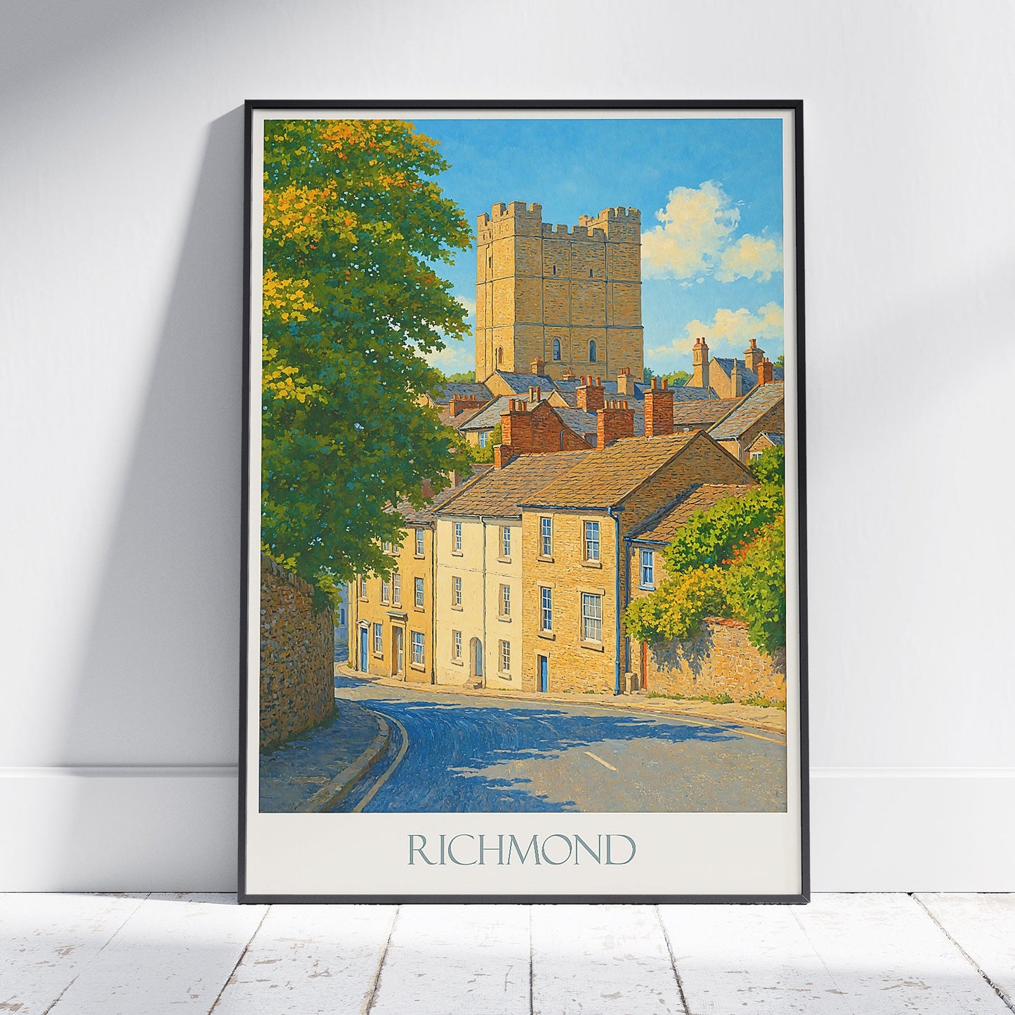 Richmond Yorkshire Travel Poster | England Castle Town Art Print | Historic UK Destination Decor | British Wall Art Gift